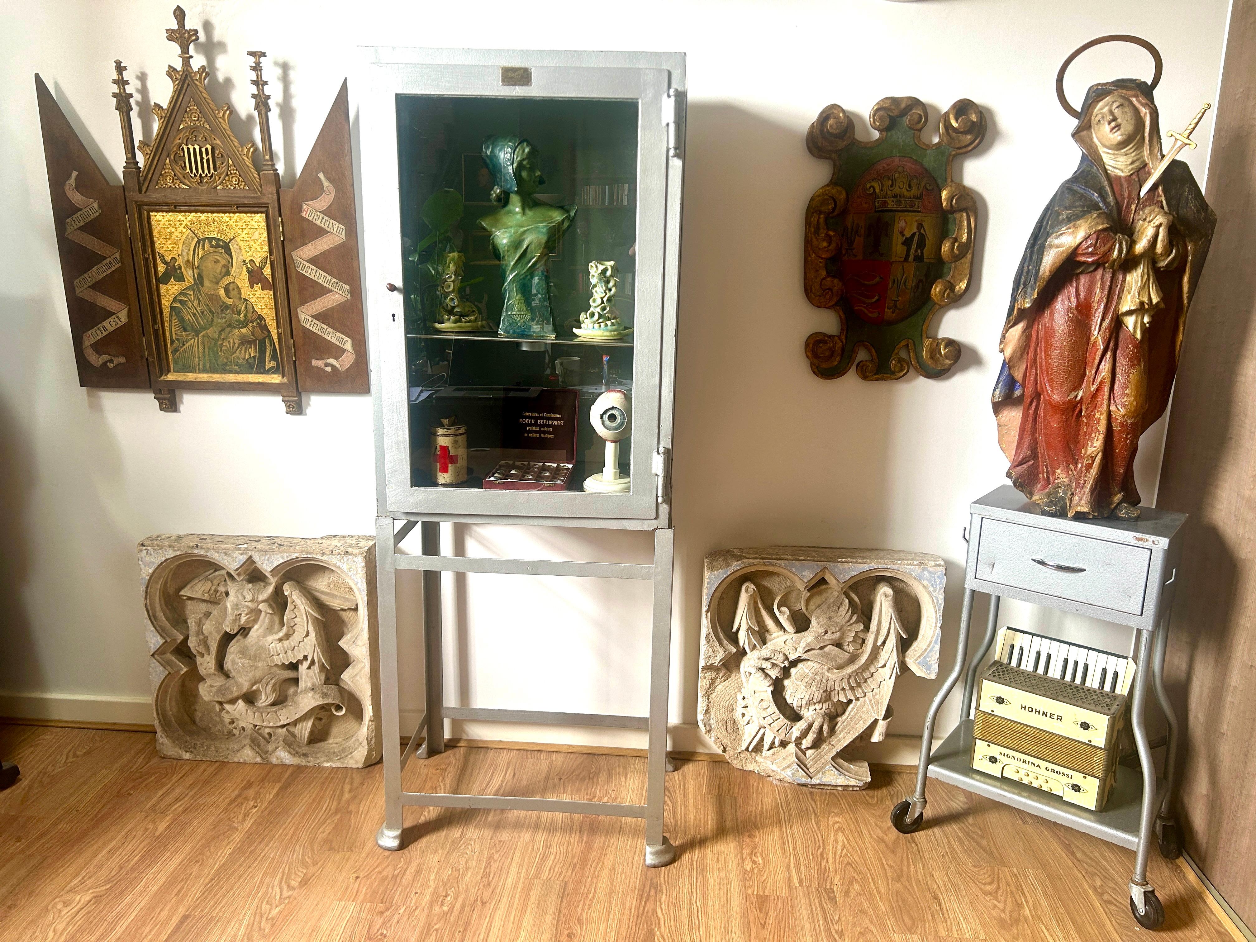 Pair of 19th Century Religious Carved Stone Church Plaques of St Luke & St John For Sale 13
