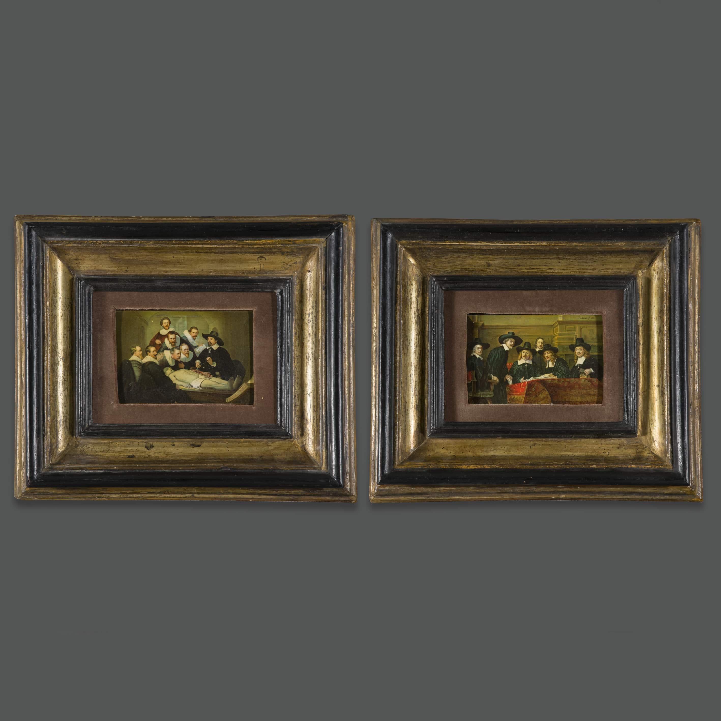Paire de peintures d' Follower de Rembrandt du 19ème siècle Bon état - En vente à Roma, IT