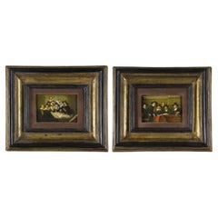Paar Rembrandt- Follower-Gemälde des 19. Jahrhunderts
