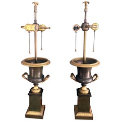Pair of 19th Century Restoration Urns Transformed into Lamps