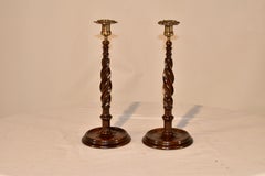 Pair of 19th Century Ribbon Twist Candlesticks