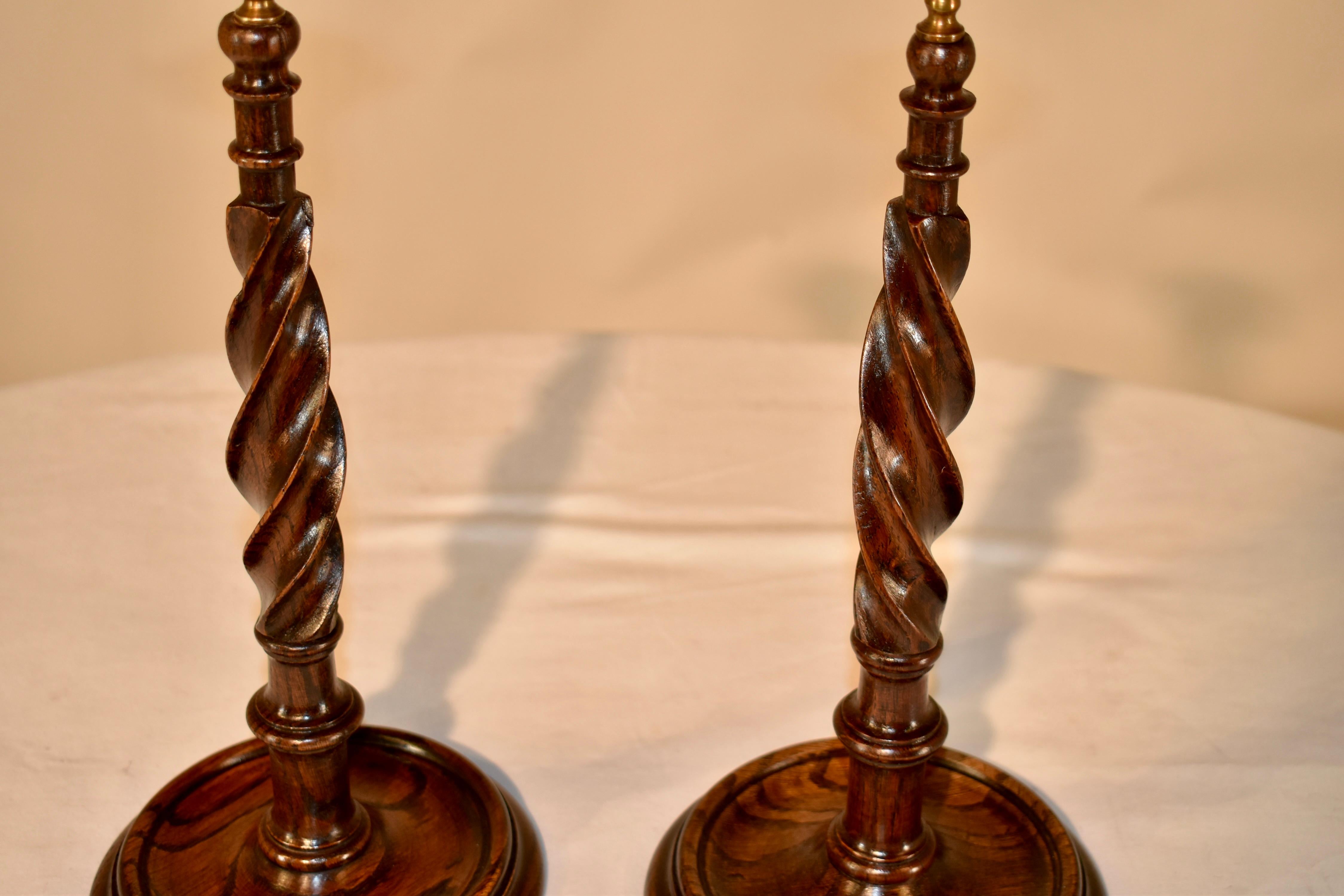 Pair of 19th Century Ribbon Twist Candlesticks In Good Condition For Sale In High Point, NC