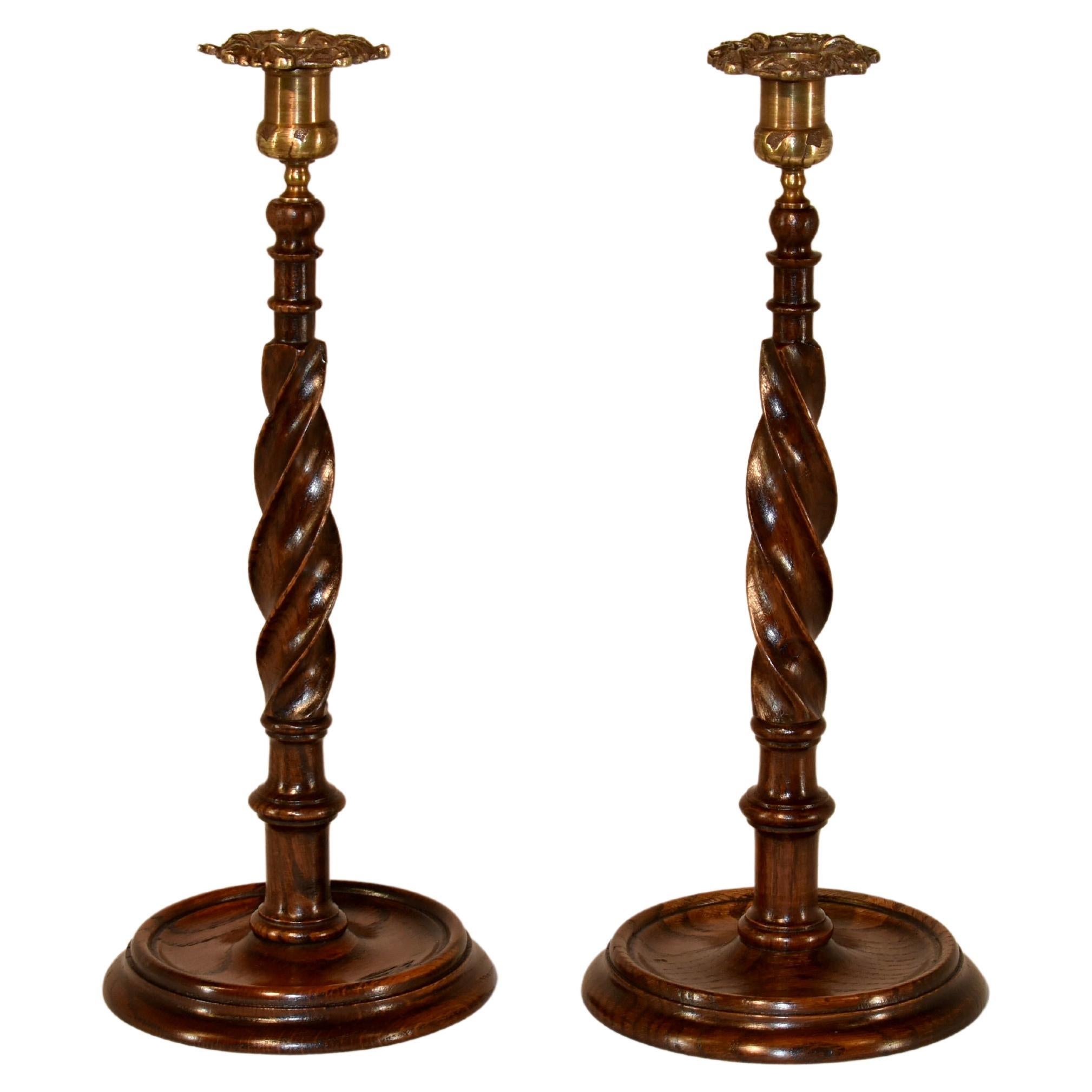 Pair of 19th Century Ribbon Twist Candlesticks For Sale