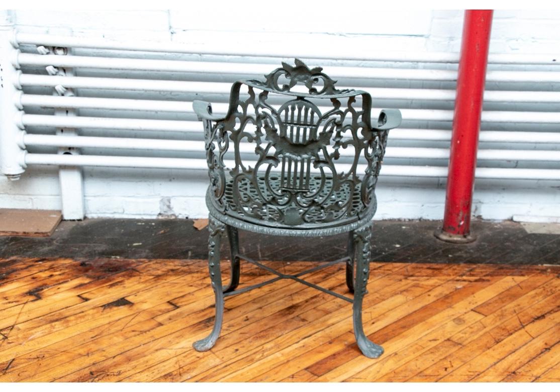 Pair of 19th Century Robert Wood Painted Cast Iron Garden Chairs 8