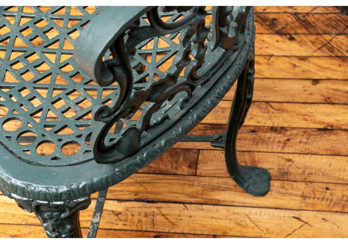 English Pair of 19th Century Robert Wood Painted Cast Iron Garden Chairs