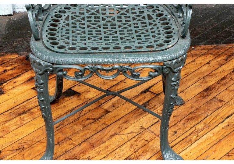 Pair of 19th Century Robert Wood Painted Cast Iron Garden Chairs For Sale 3