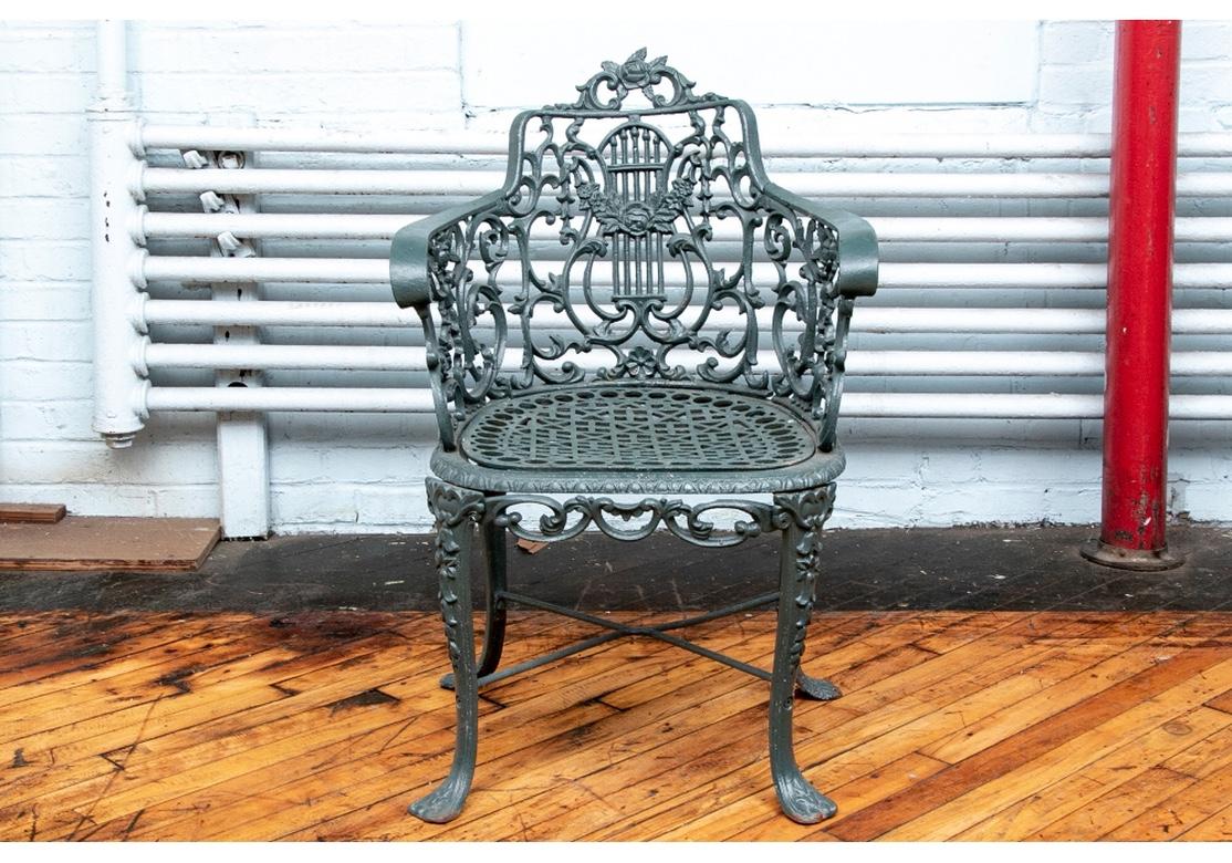 Pair of 19th Century Robert Wood Painted Cast Iron Garden Chairs 2