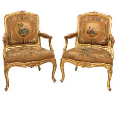 Pair of 19th Century Rococo Style Bergères