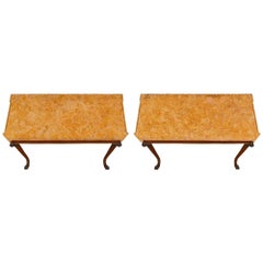 Pair of 19th Century Roman Neo-Classical St. Cherry Wood Consoles