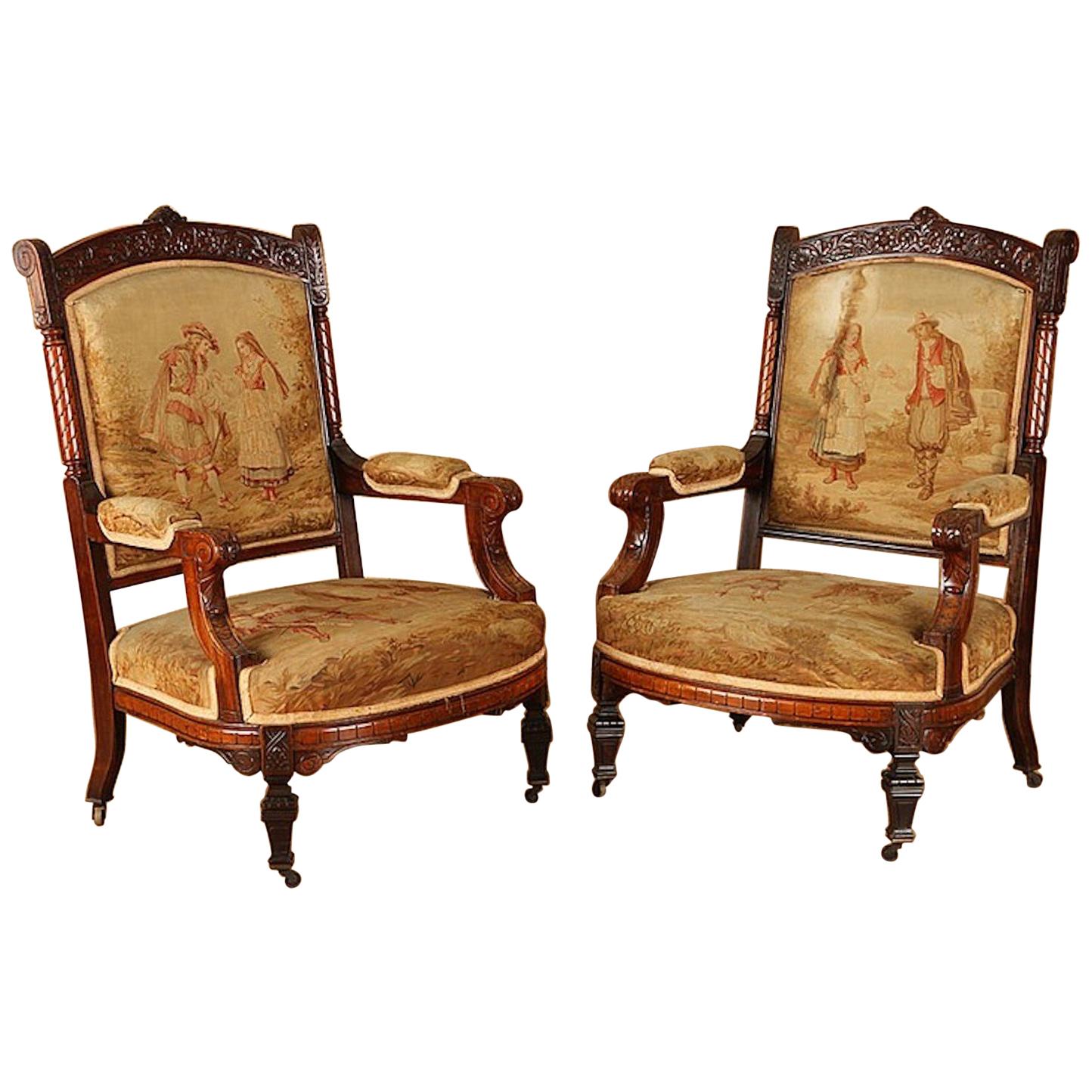 Pair of 19th Century Rosewood Chairs Attributed to Herter Bros For Sale