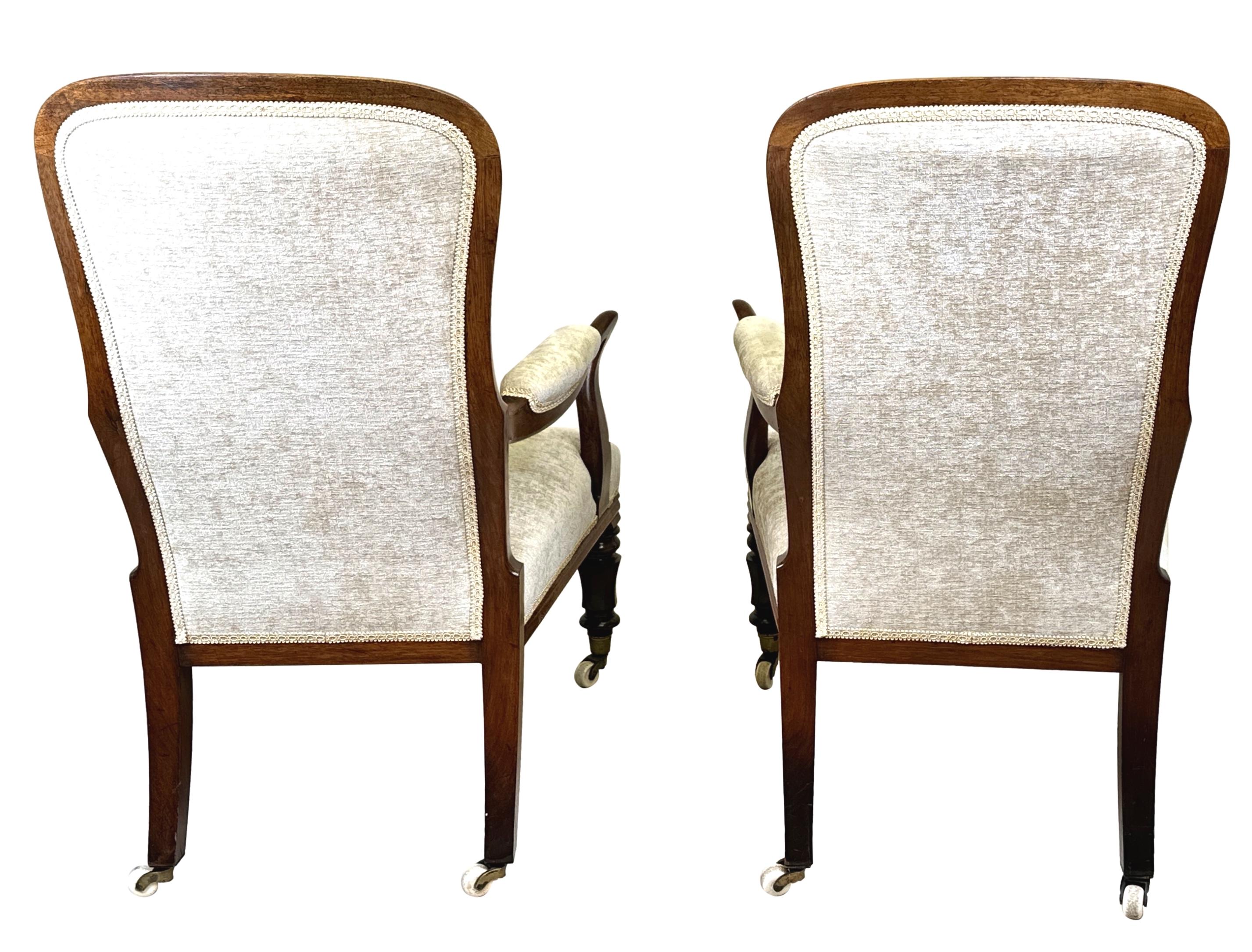 Pair Of 19th Century Rosewood Library Armchairs In Good Condition For Sale In Bedfordshire, GB