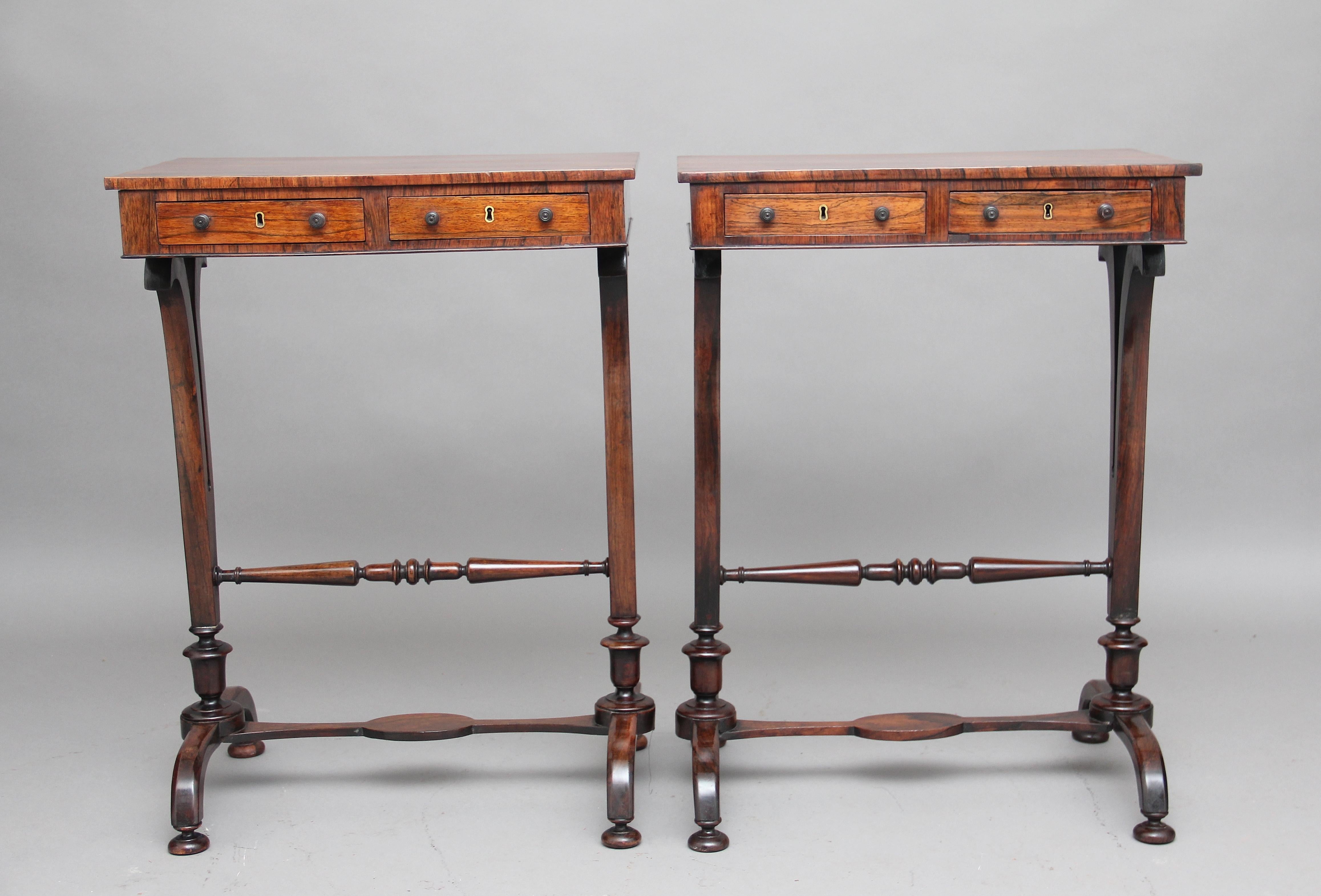 Regency Pair of 19th Century Rosewood Side Tables