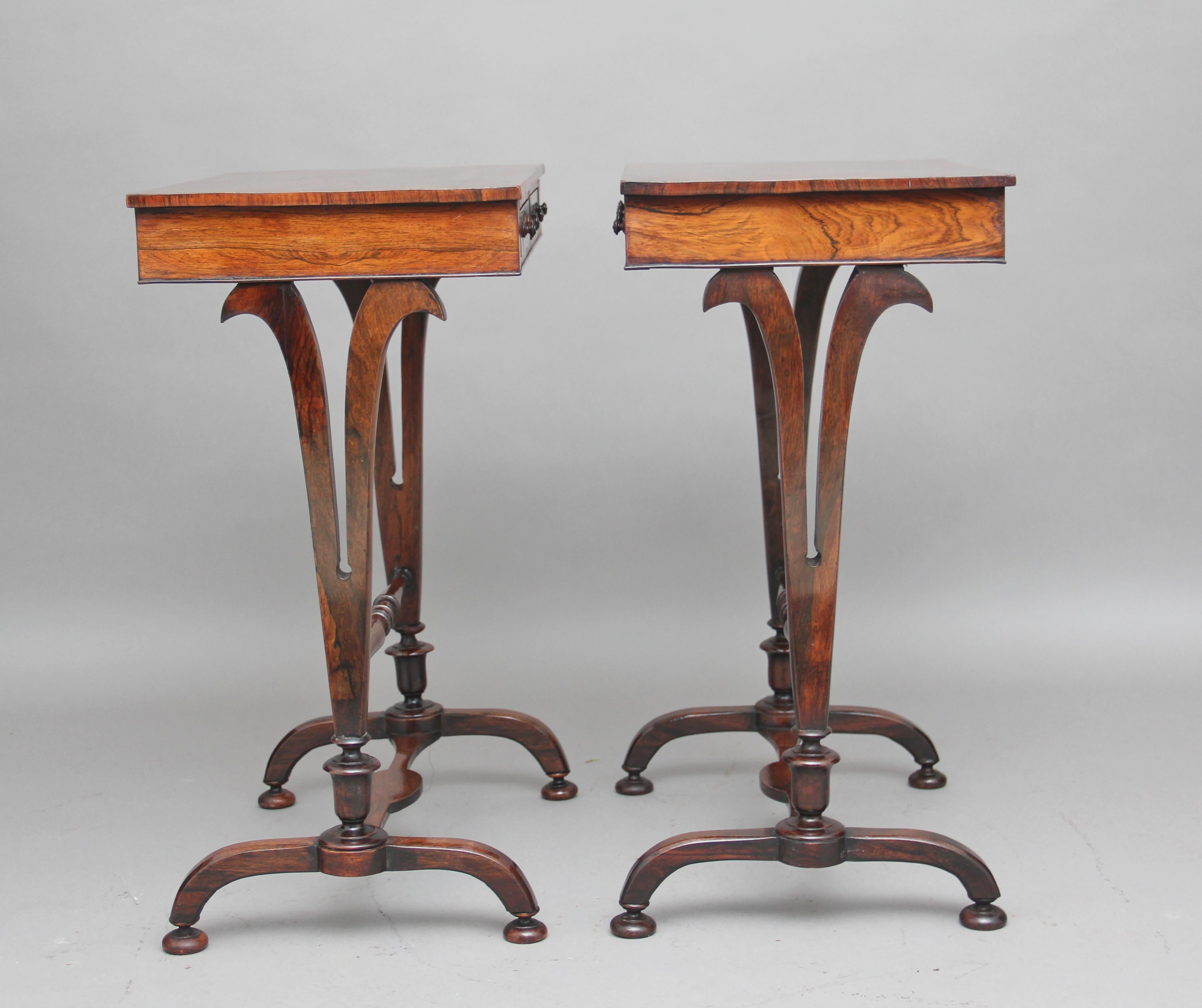 English Pair of 19th Century Rosewood Side Tables
