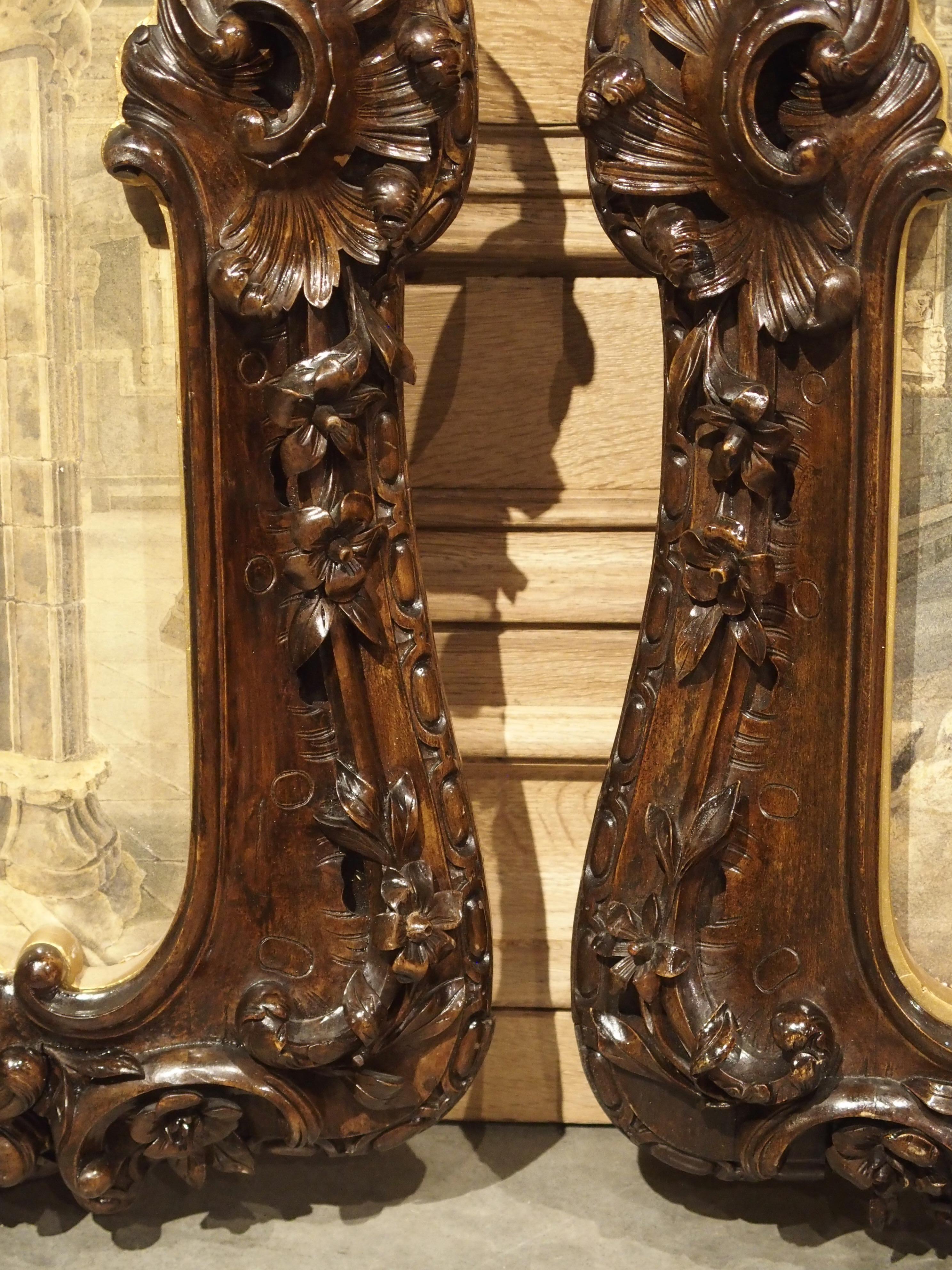 Pair of 19th Century Rosslyn Chapel Watercolors in Carved Fruitwood Frames 1