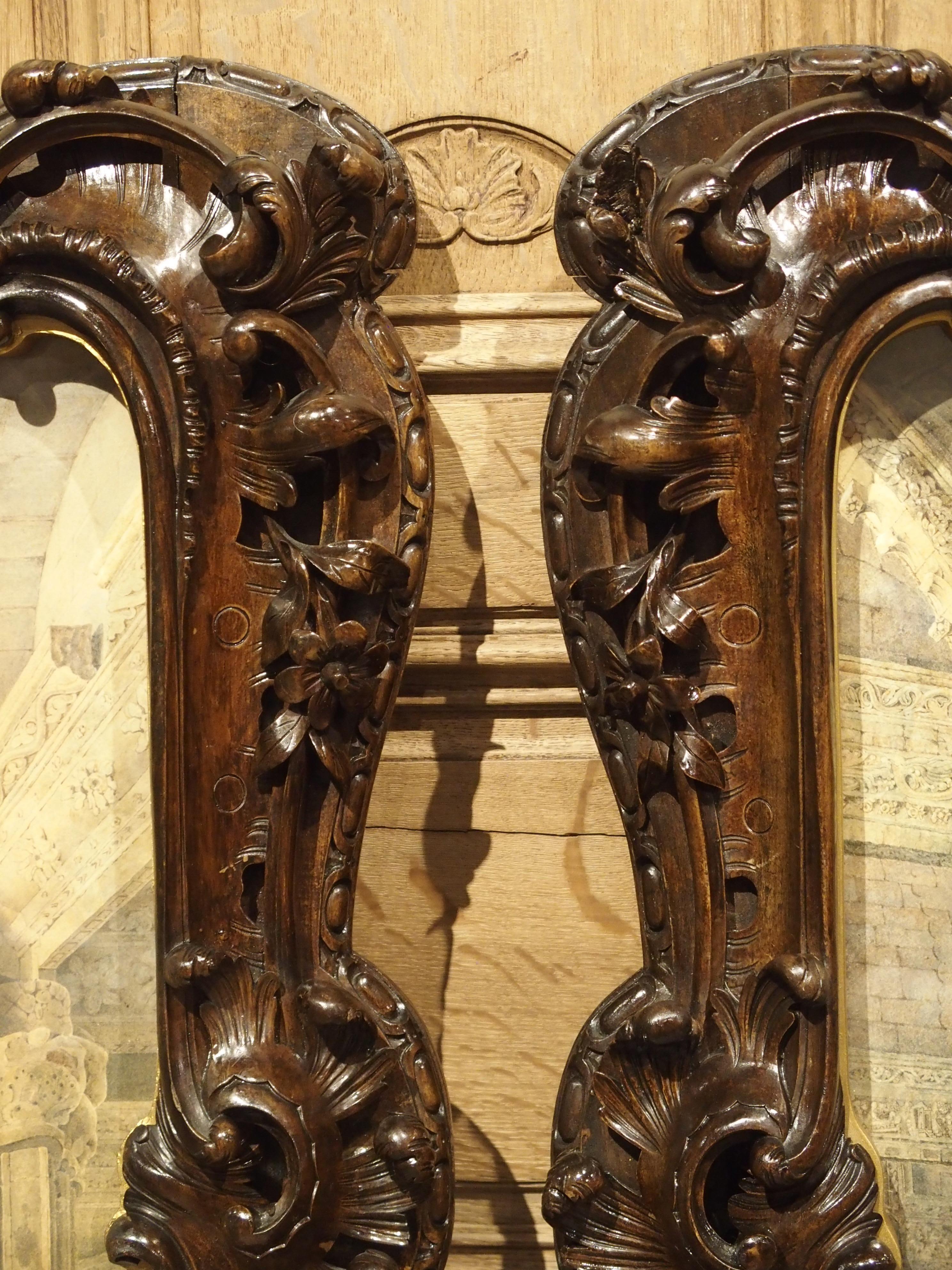 Pair of 19th Century Rosslyn Chapel Watercolors in Carved Fruitwood Frames 2