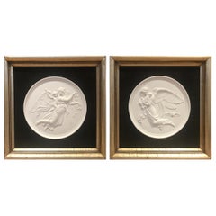 Pair of 19th Century Royal Copenhagen Framed Porcelain Plaques