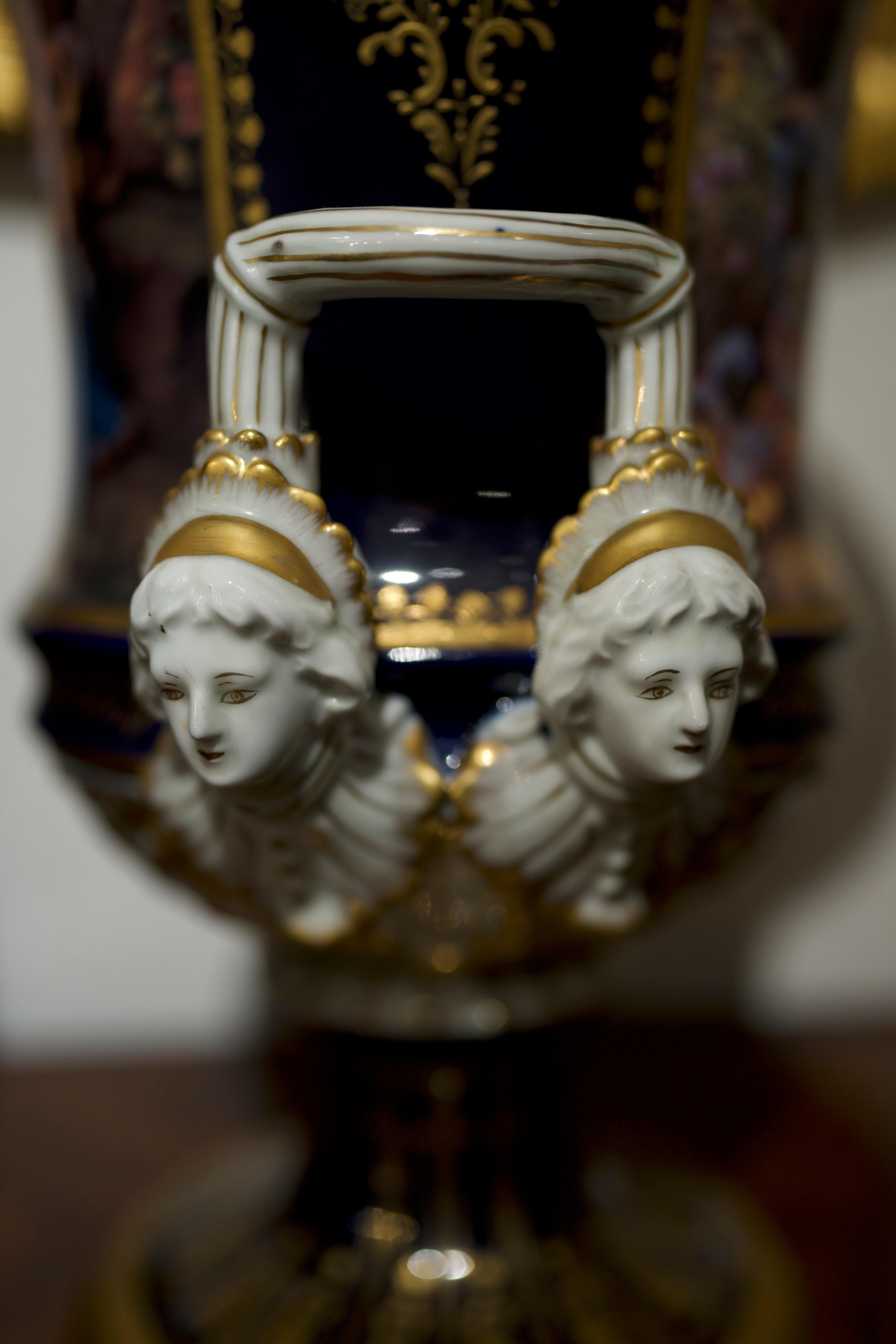 Porcelain Pair of 19th Century Royal Vienna Urns For Sale