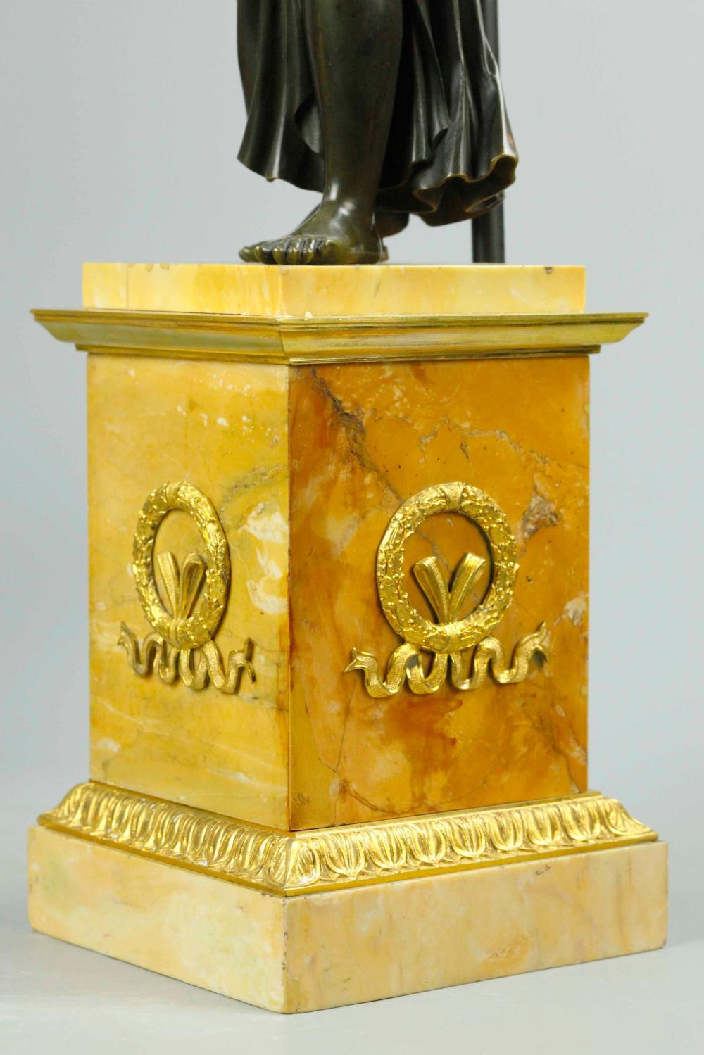 Pair of 19th Century Russian Empire Bronze and Marble Figures as Lamps For Sale 4