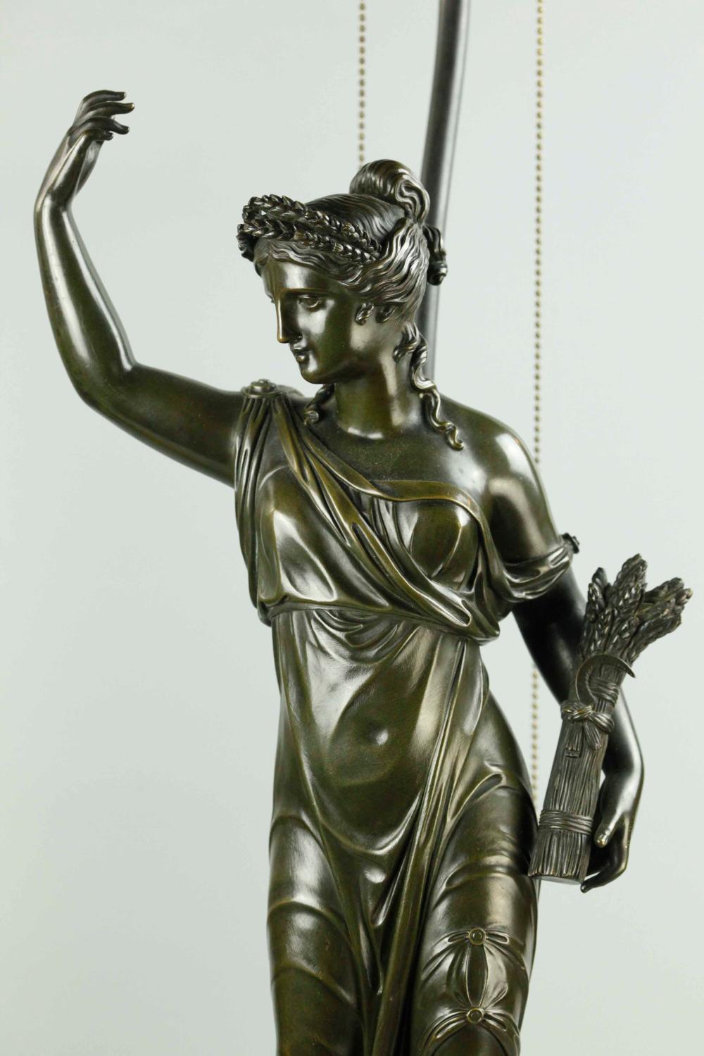 Paar russische Empire-Figuren aus Bronze und Marmor des 19. Jahrhunderts als Lampen (Siena-Marmor) im Angebot