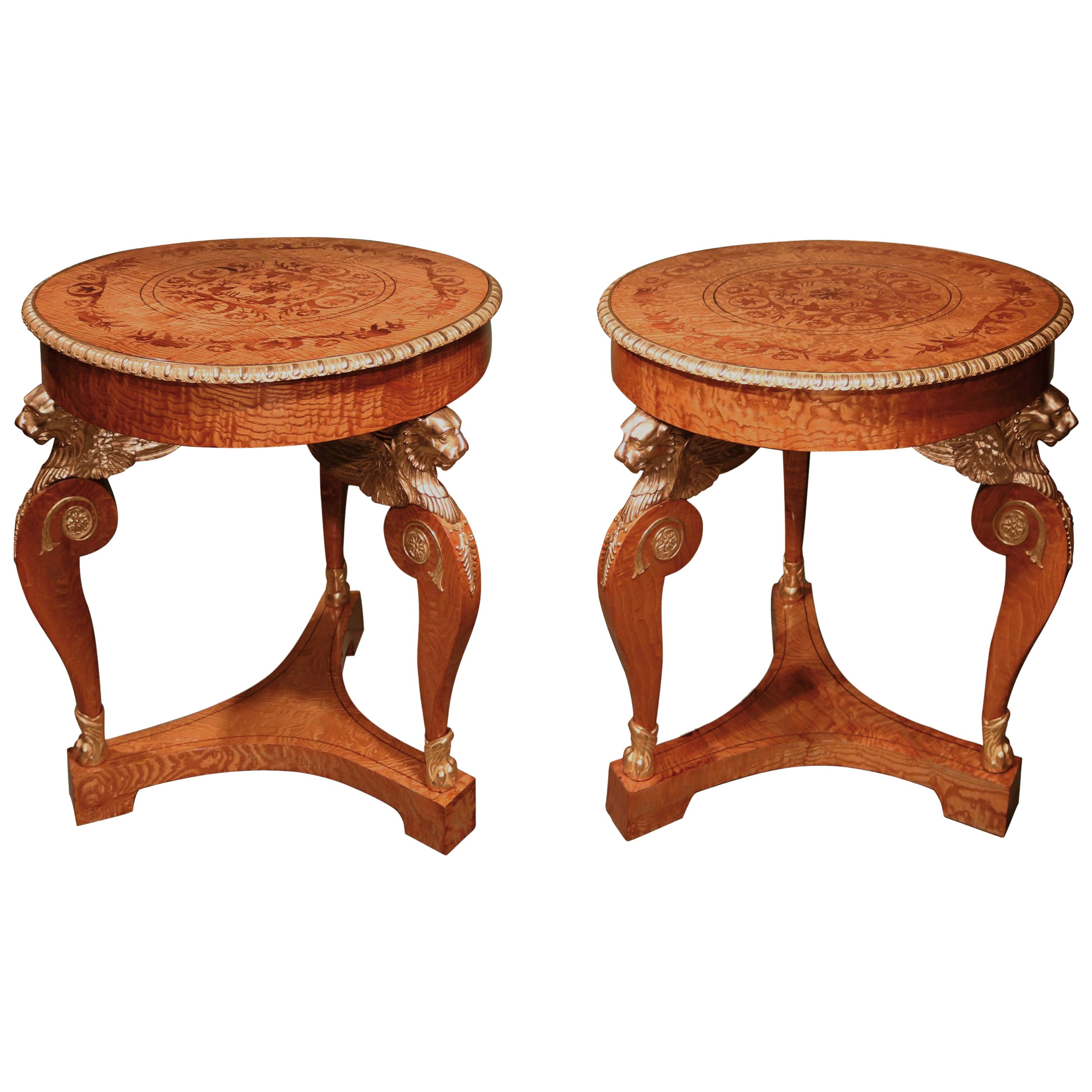 Paire de tables centrales russes en bois de frêne de Hongrie du 19ème siècle en vente