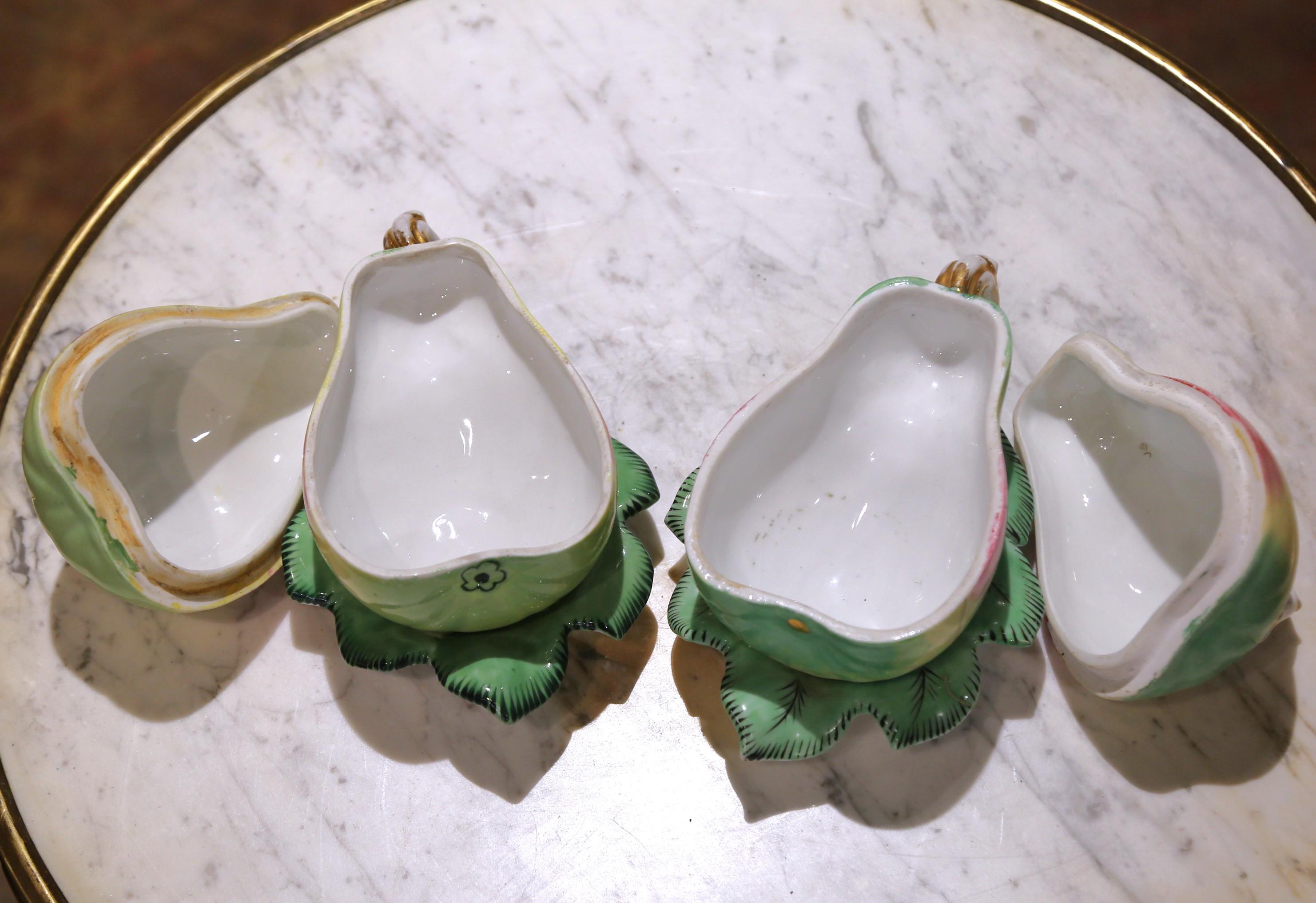 Pair of 19th Century Russian Kuznetsov Hand-Painted Porcelain Pear-Form Tureens For Sale 6