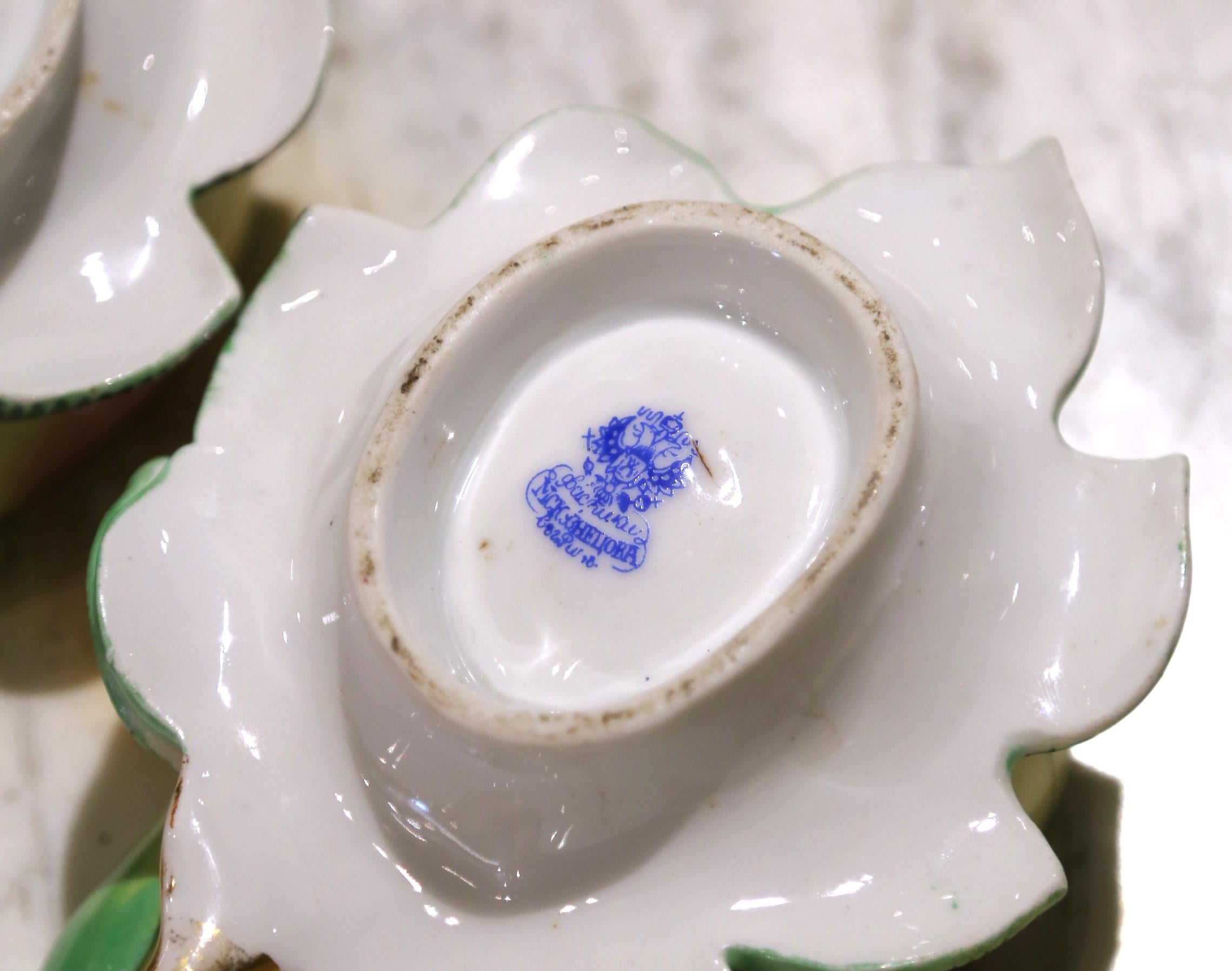 Pair of 19th Century Russian Kuznetsov Hand-Painted Porcelain Pear-Form Tureens For Sale 9