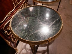 Pair of 19th Century Russian Steel and Gilt Bronze Gueridons with Marble Tops
