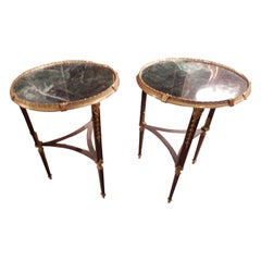 Pair of 19th Century Russian Steel and Gilt Bronze Gueridons with Marble Tops