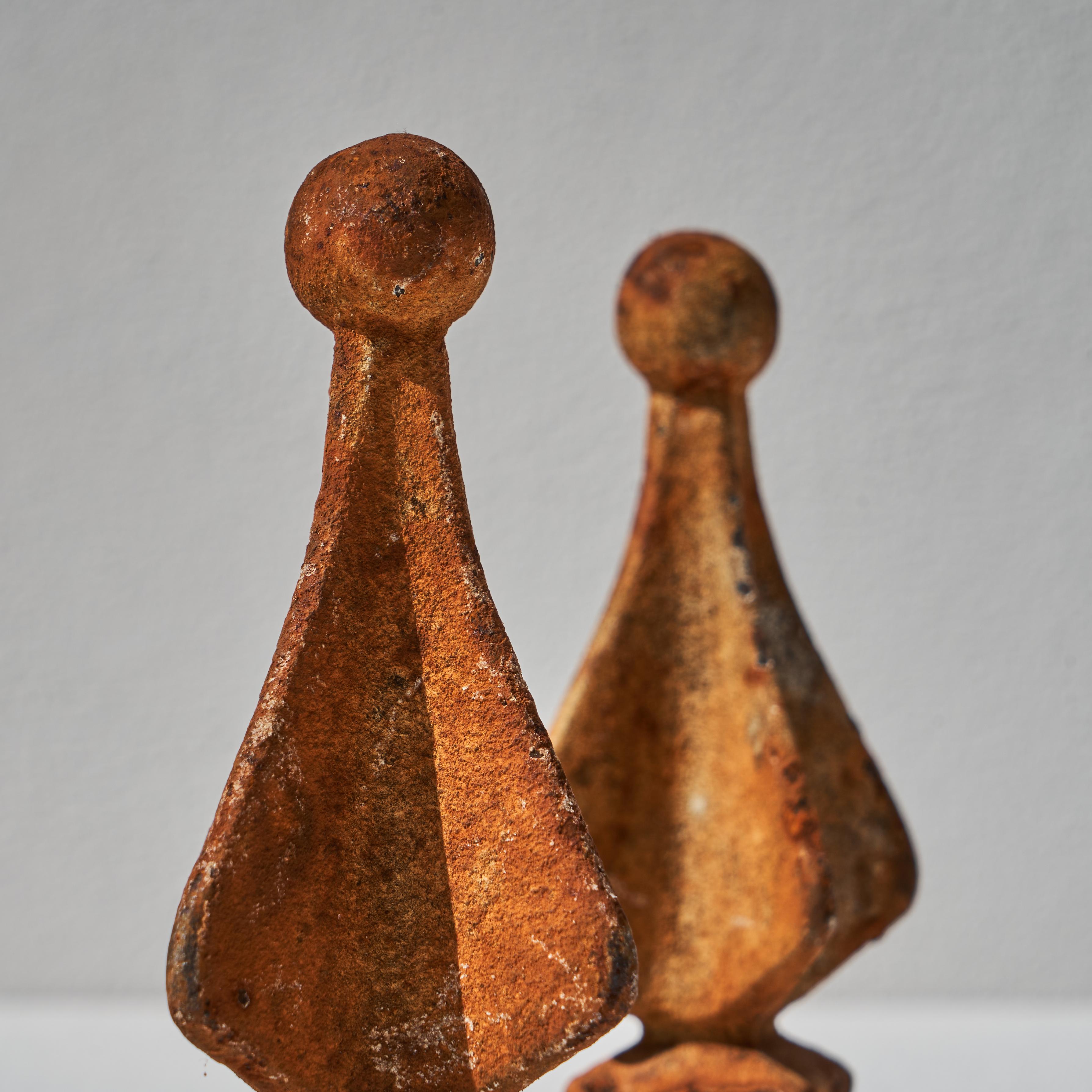 Unknown Pair of 19th Century Rusted Finials For Sale