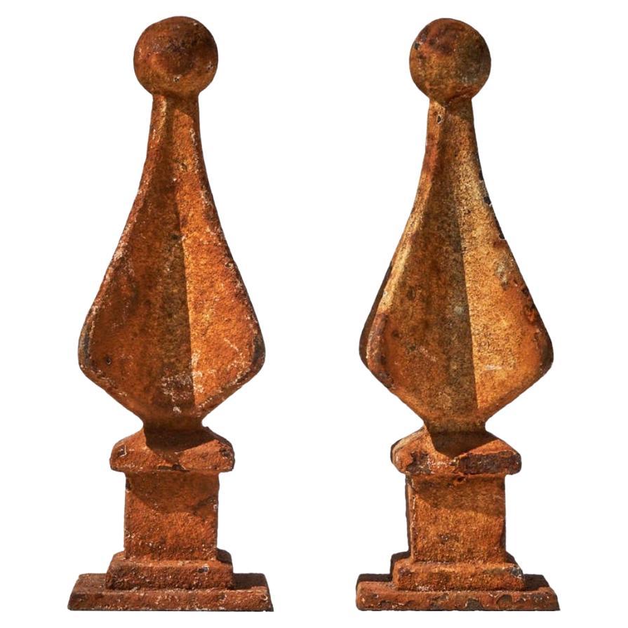 Pair of 19th Century Rusted Finials