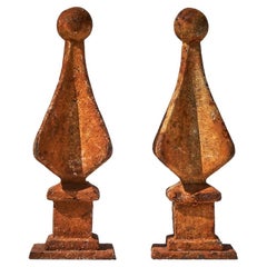 Antique Pair of 19th Century Rusted Finials