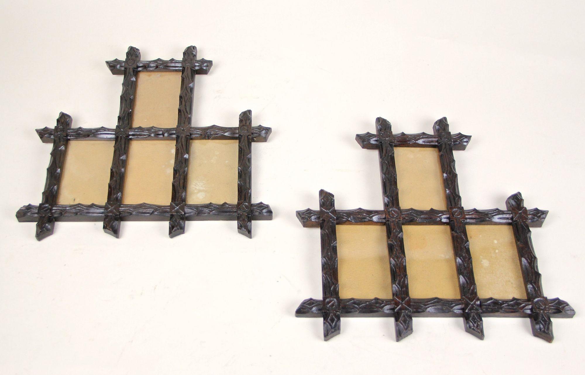 Pair of 19th Century Rustic Black Forest Photo Frames, Handcarved, AT ca. 1880 For Sale 6