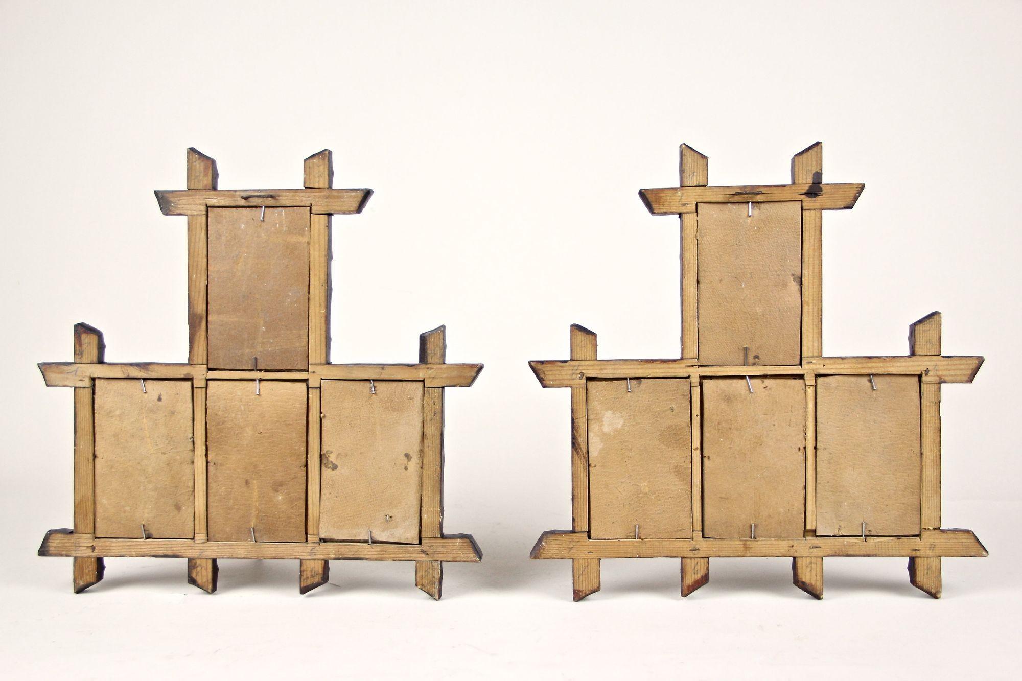 Pair of 19th Century Rustic Black Forest Photo Frames, Handcarved, AT ca. 1880 For Sale 8