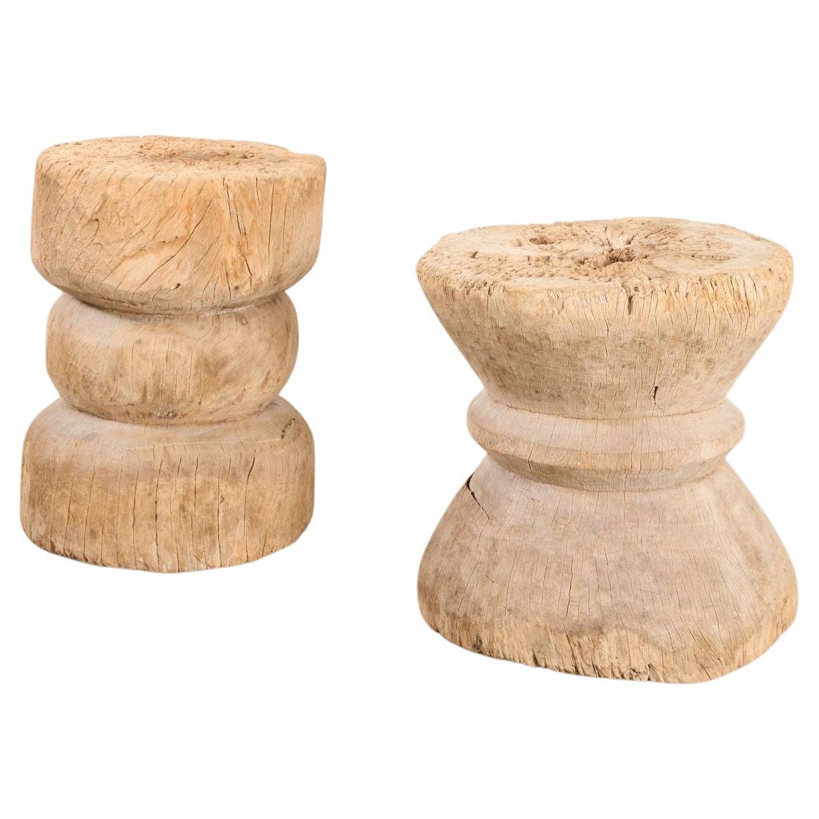 Pair of 19th century Rustic wood side tables For Sale