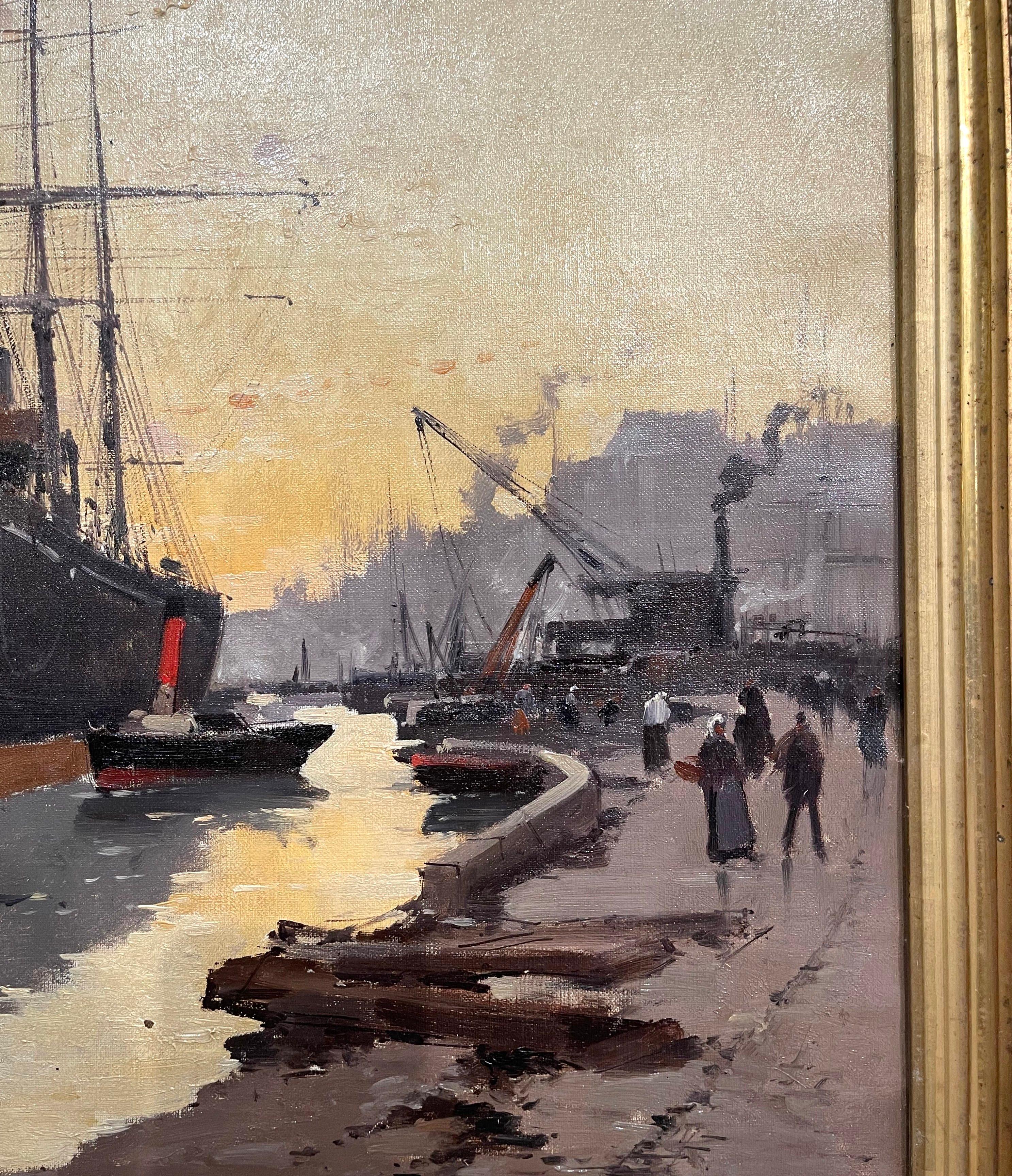 Paire de peintures à l'huile de voiliers du 19ème siècle signées A Michel pour E. Galien-Laloue en vente 5