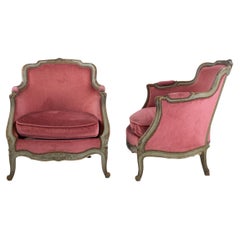 Pair of 19th Century Salon Armchairs Original Eau Di Nil Paint