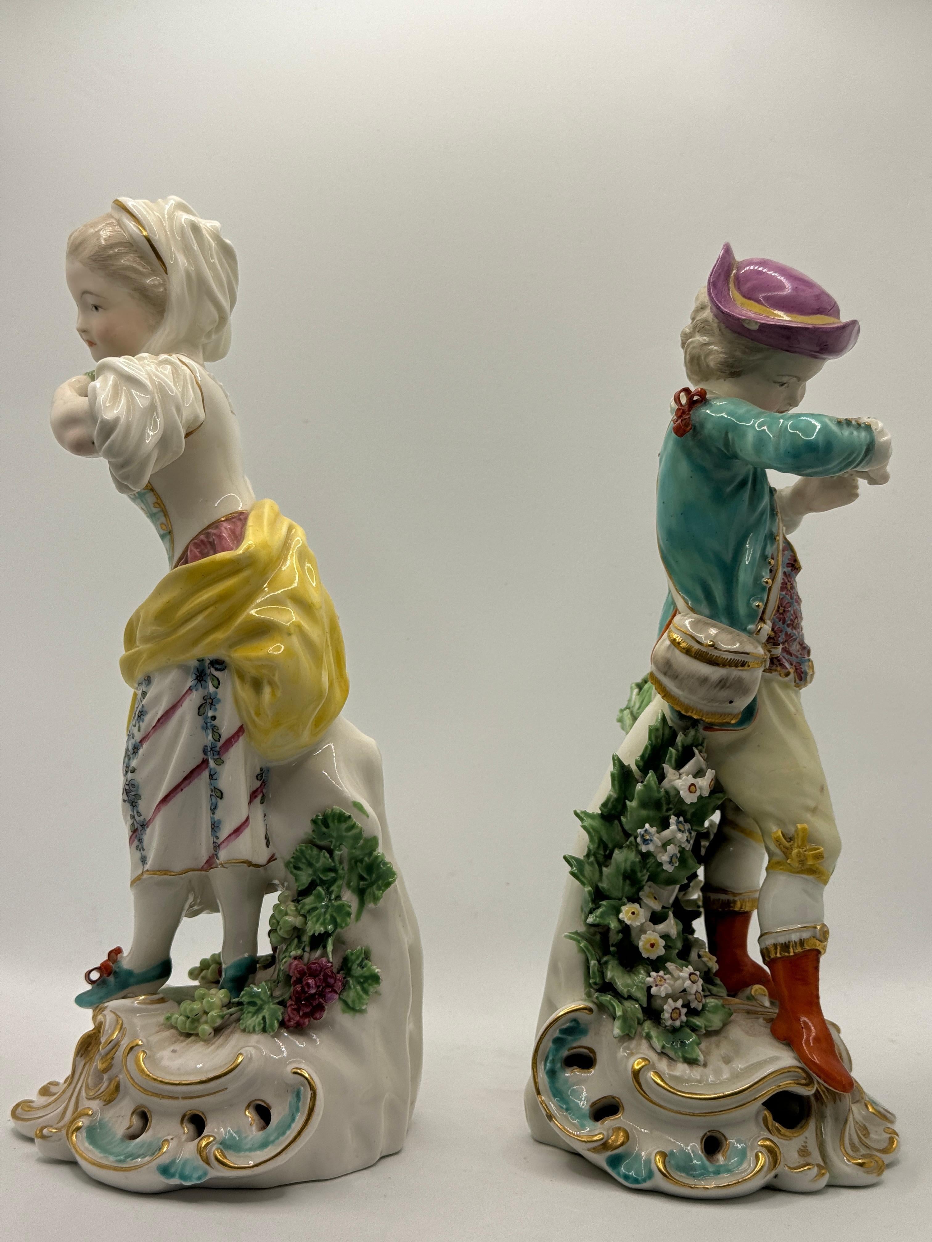 Rococo Pair of 19th Century Samson Derby Figures of Autumn & Spring For Sale