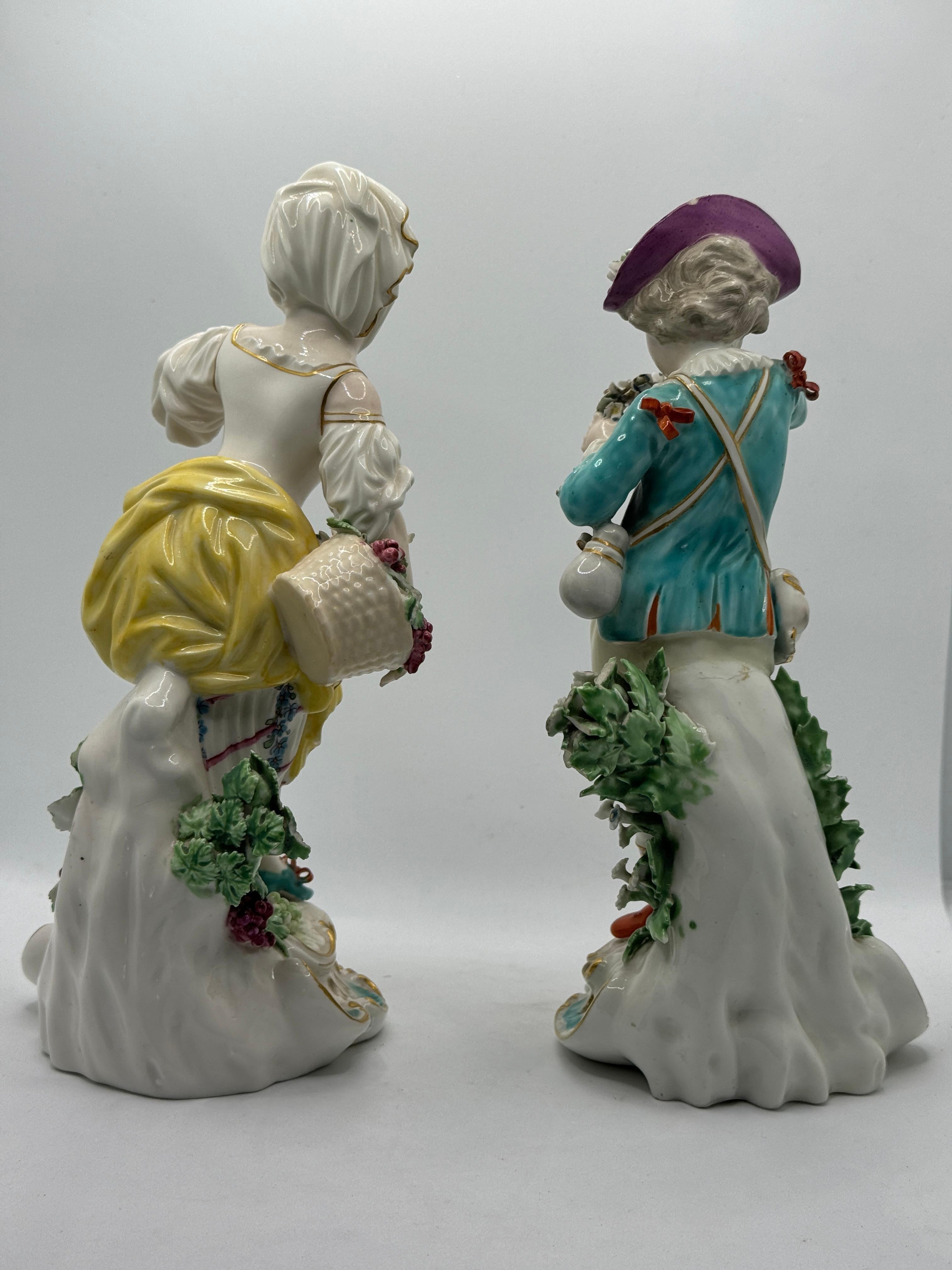 Pair of 19th Century Samson Derby Figures of Autumn & Spring In Good Condition For Sale In Basildon, GB