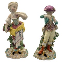 Pair of 19th Century Samson Derby Figures of Autumn & Spring