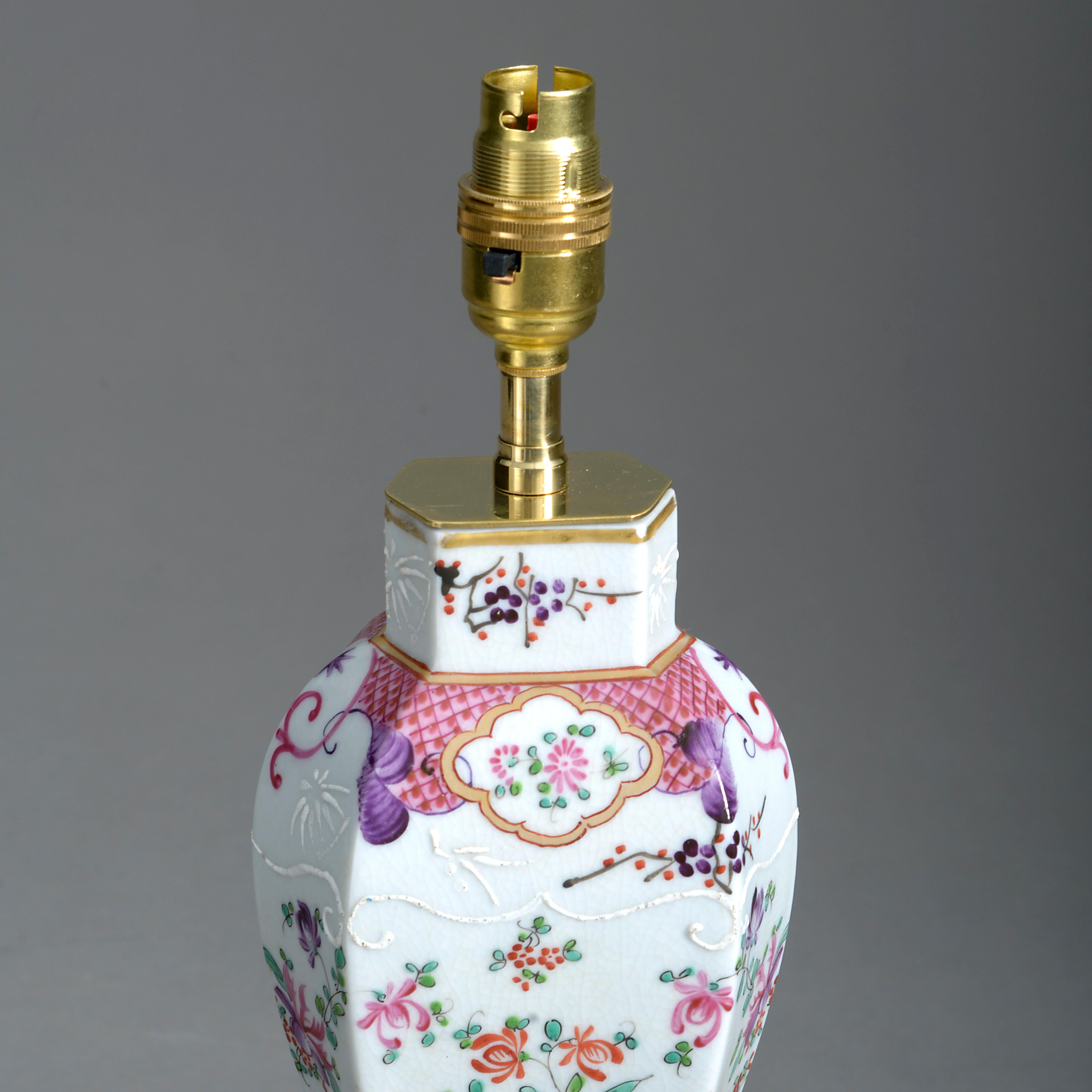 French Pair of 19th Century Samson Famille Rose Porcelain Vase Lamps For Sale
