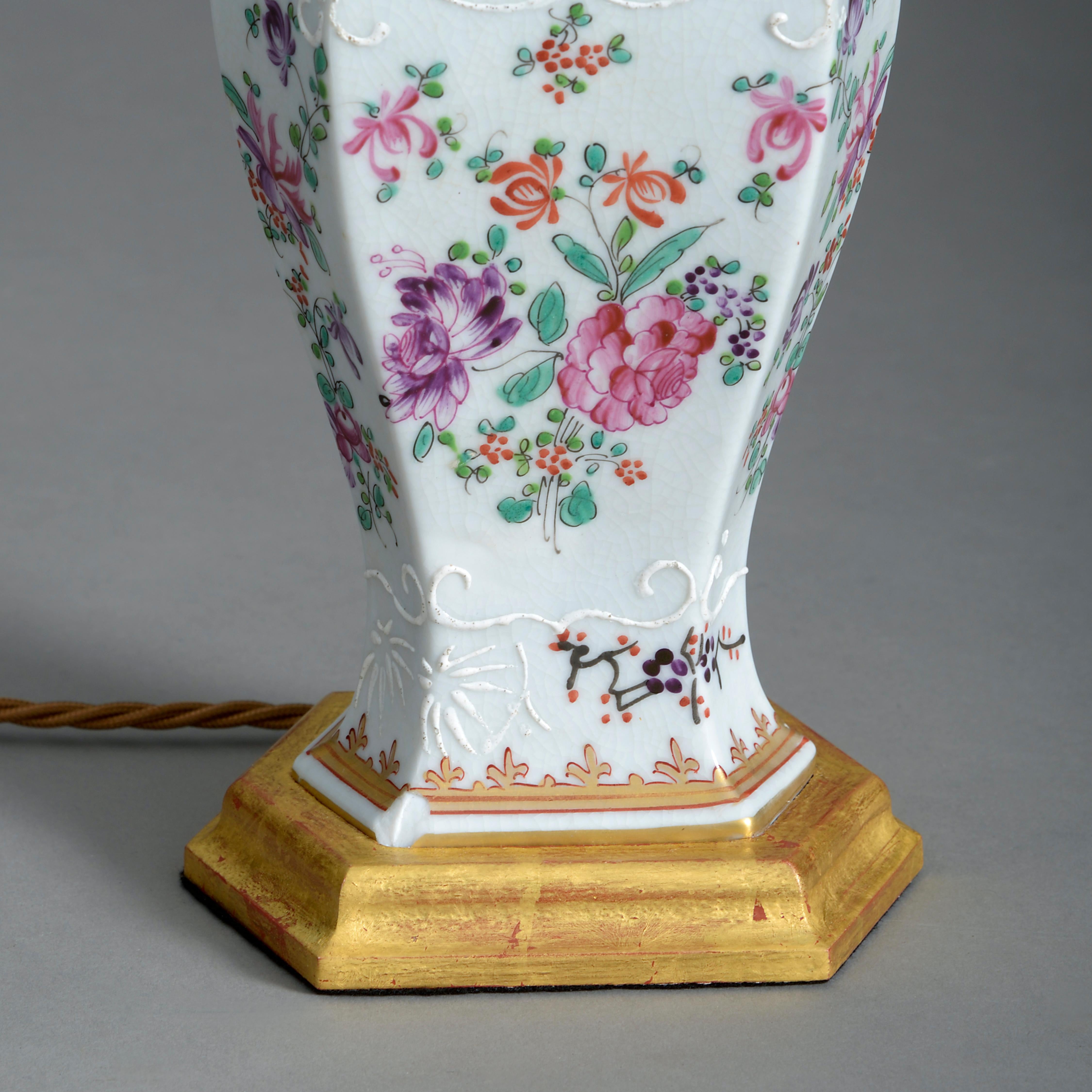 Fired Pair of 19th Century Samson Famille Rose Porcelain Vase Lamps For Sale