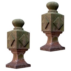 Antique Pair of 19th Century Sandstone Gate Pier Finials