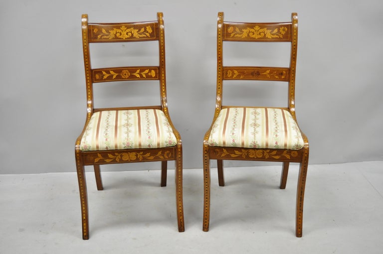 Pair of 19th Century Satinwood Dutch Marquetry Inlay Regency Side ...