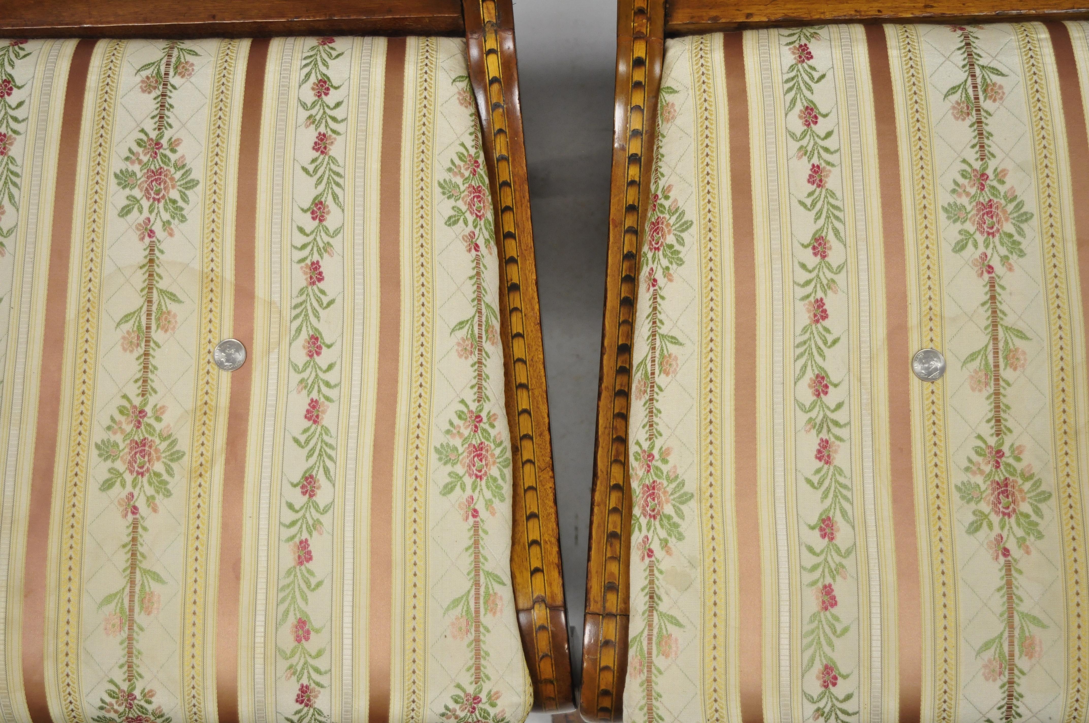 Pair of 19th Century Satinwood Dutch Marquetry Inlay Regency Side Chairs 5