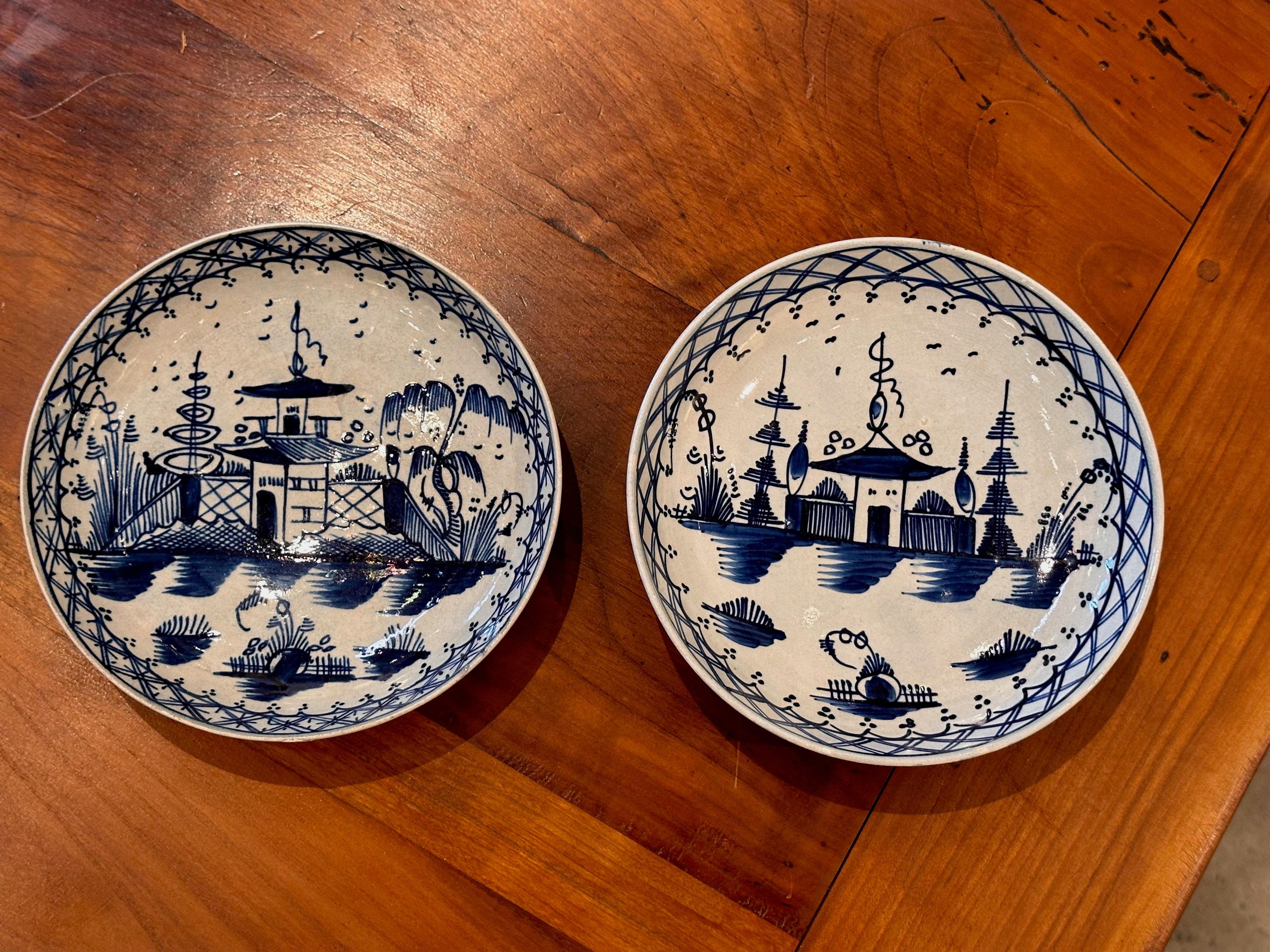 Ceramic Pair of 19th Century Saucers For Sale