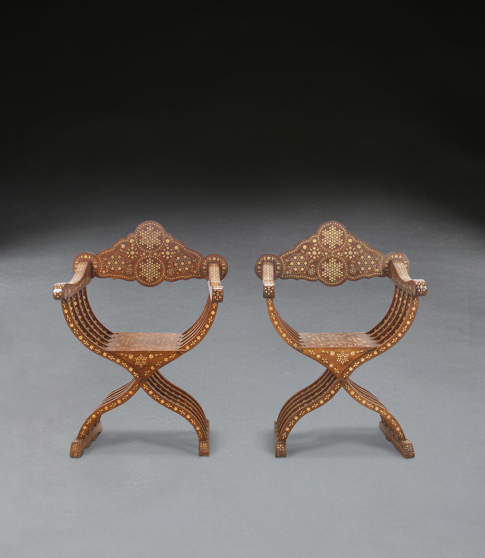 Anglo-Indian Pair of 19th Century Savonarola Chairs