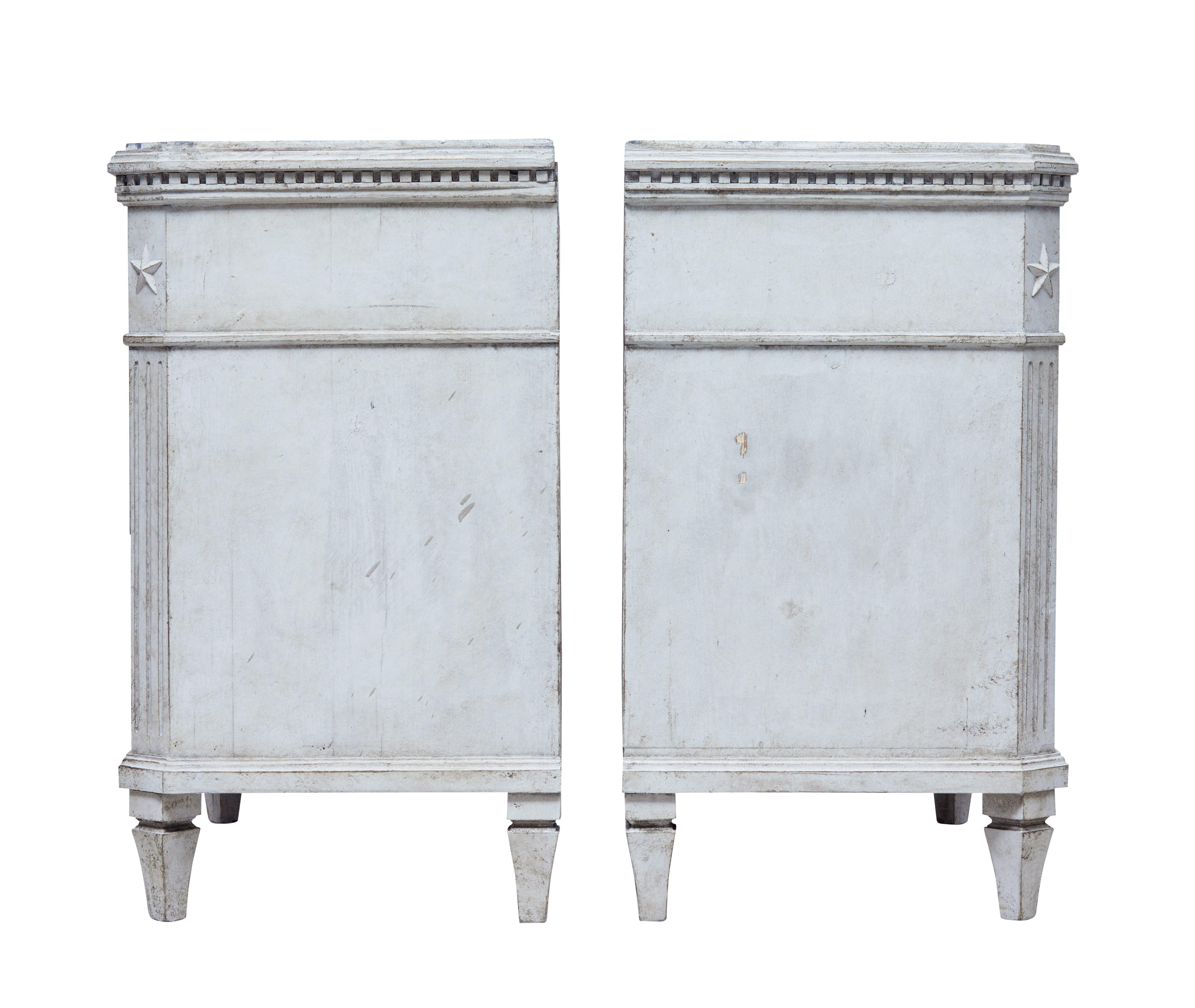 Swedish Pair of 19th Century Scandinavian Commodes with Faux Marble Tops