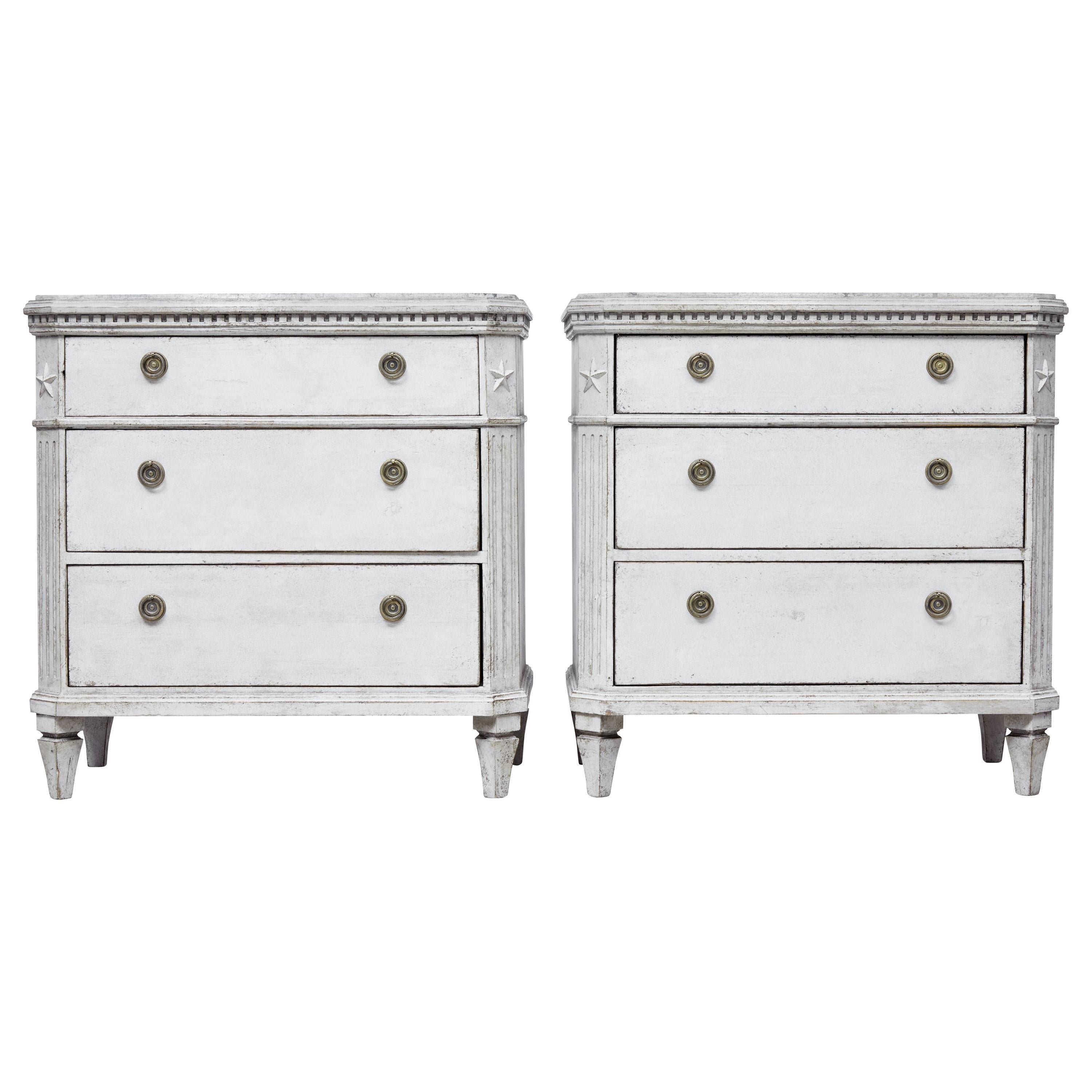Pair of 19th Century Scandinavian Commodes with Faux Marble Tops