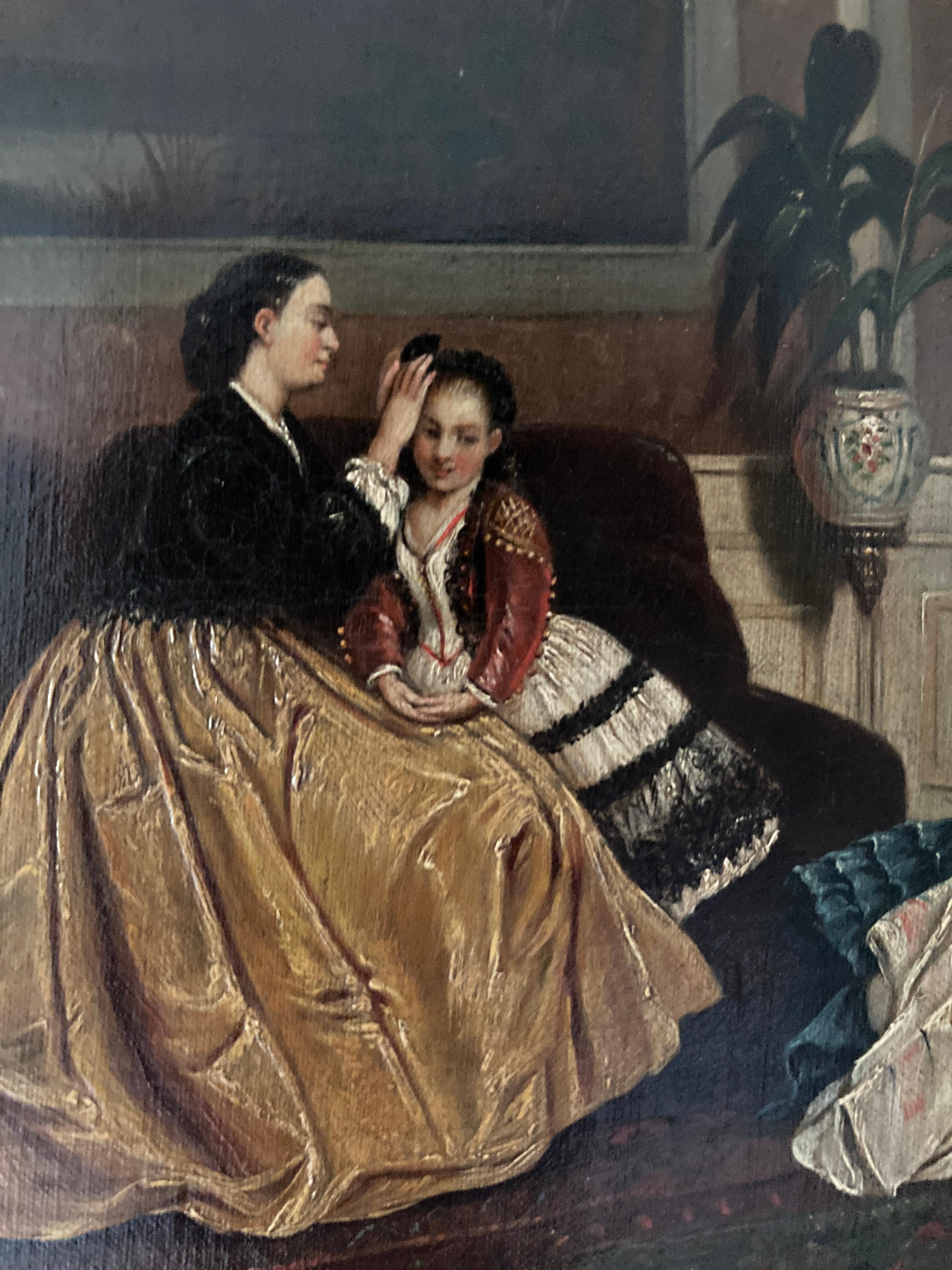 Late 19th Century Pair of 19th Century School, Oil on Canvas, Conversation Pieces  For Sale