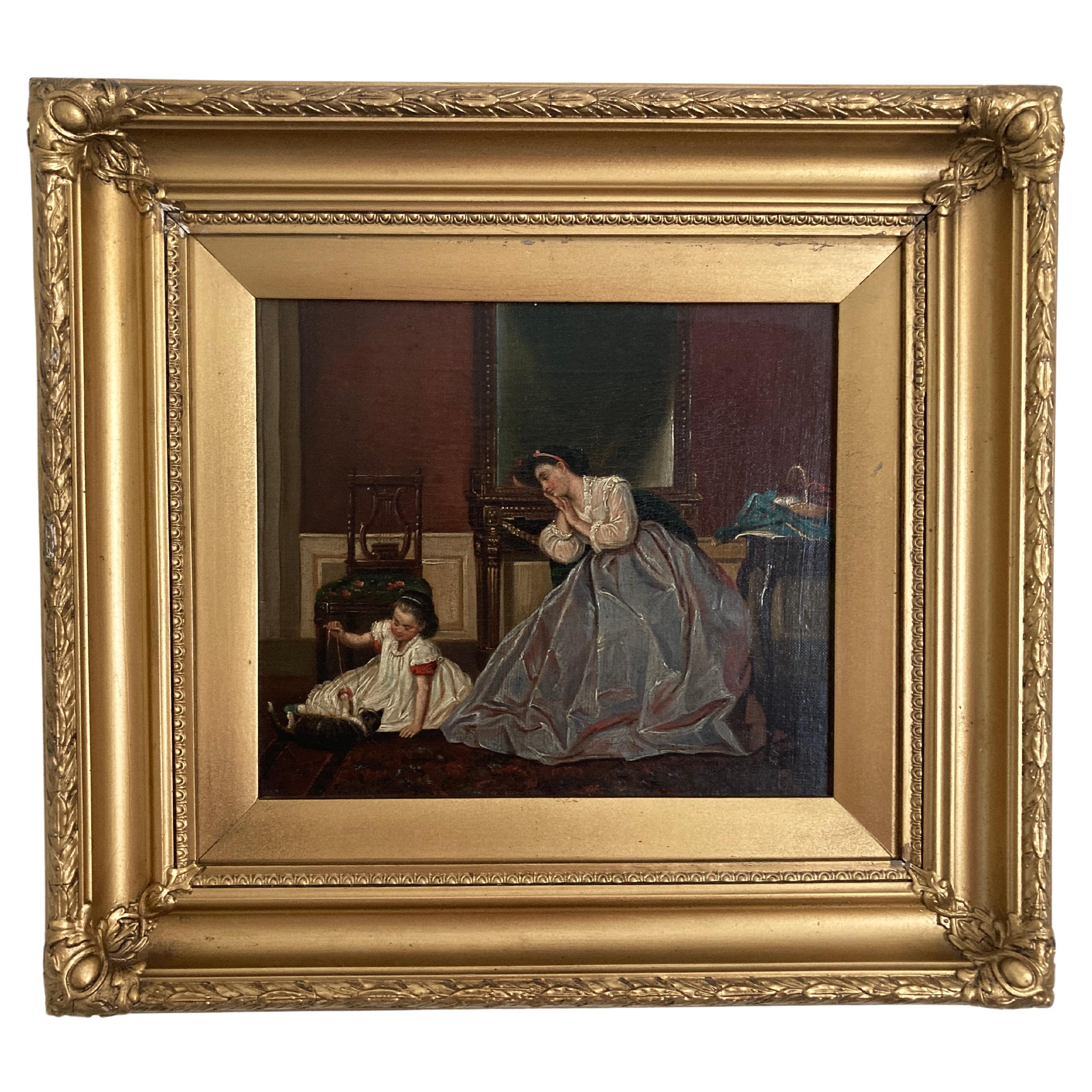 Pair of 19th Century School, Oil on Canvas, Conversation Pieces  For Sale